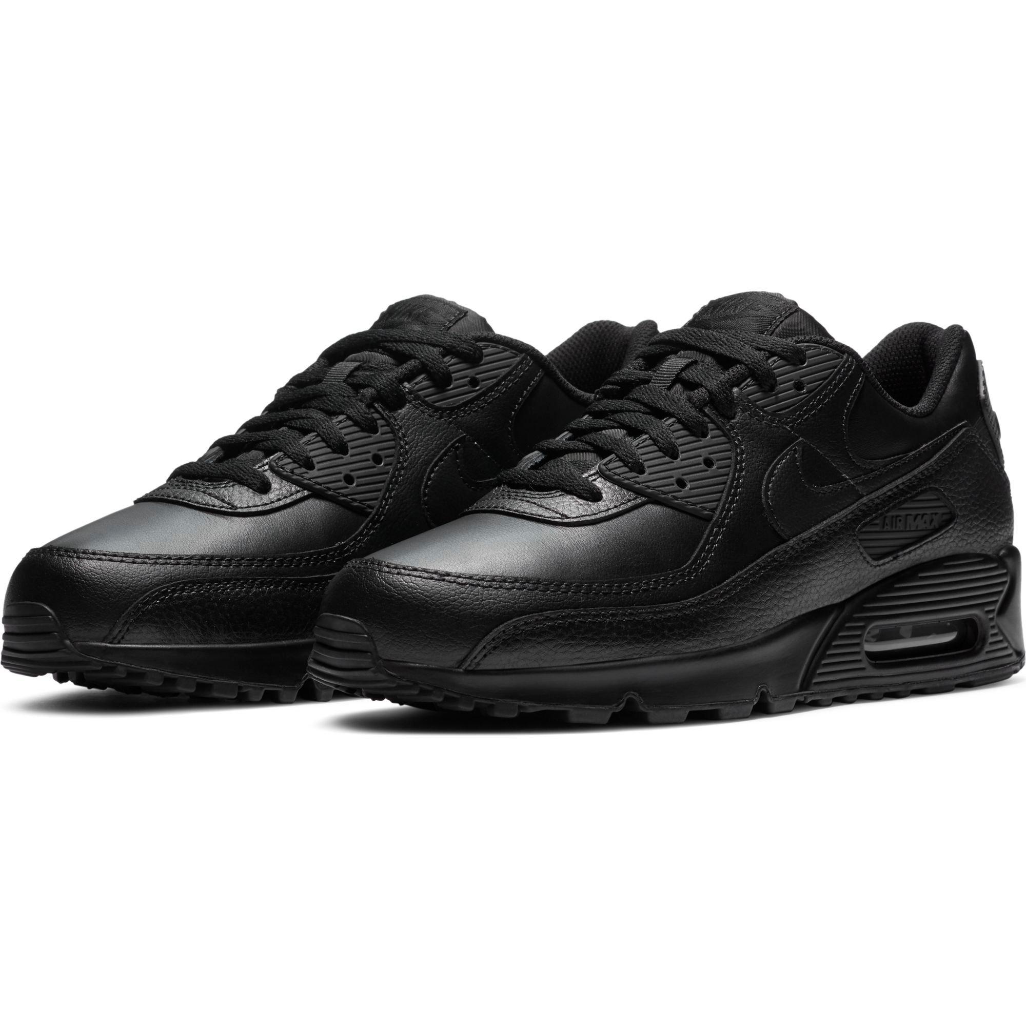 Nike Air Max 90 Leather "Black" Men's Shoes - BLACK Thumbnail View 3