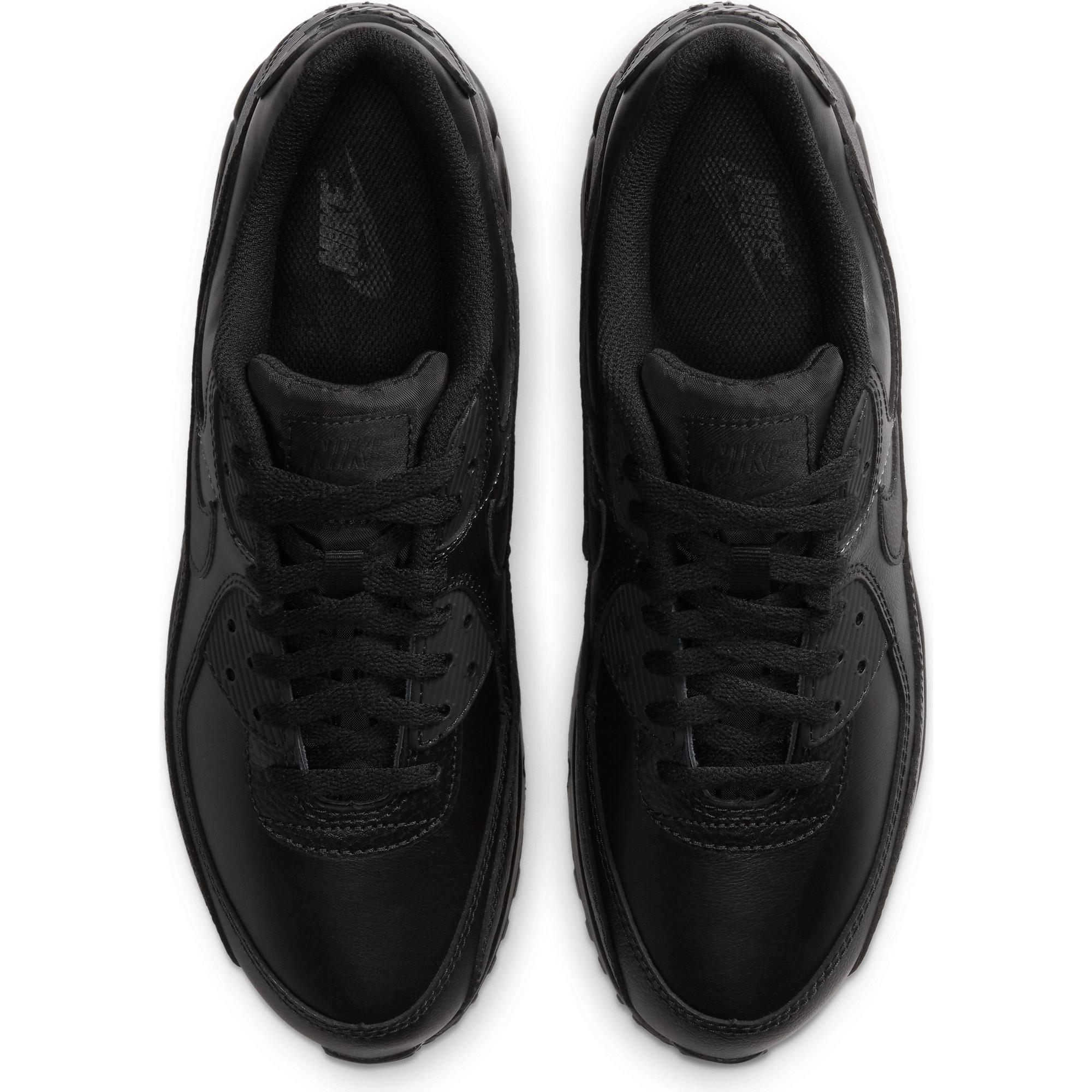 Nike Air Max 90 Premium Leather Mens Sz 9.5 Black/Black/White