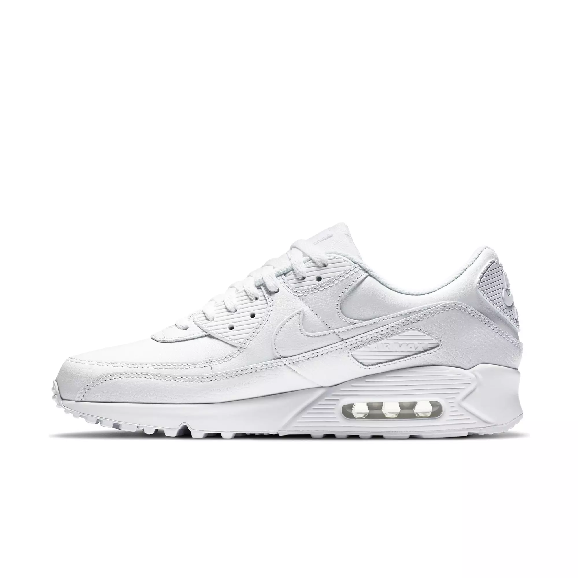 Nike Air Max 90 Leather "White/White" Men's Shoe - WHITE