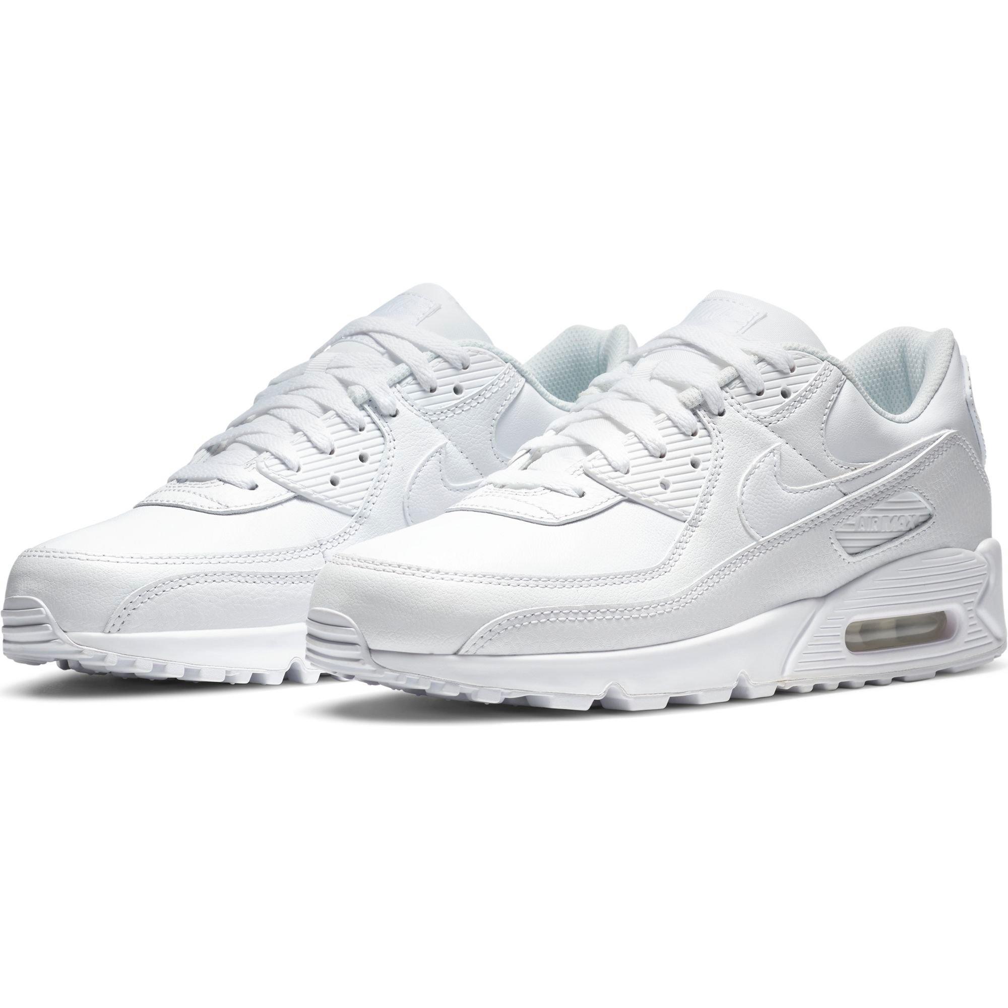 Nike Air Max 90 Leather "White/White" Men's Shoe - WHITE Thumbnail View 3