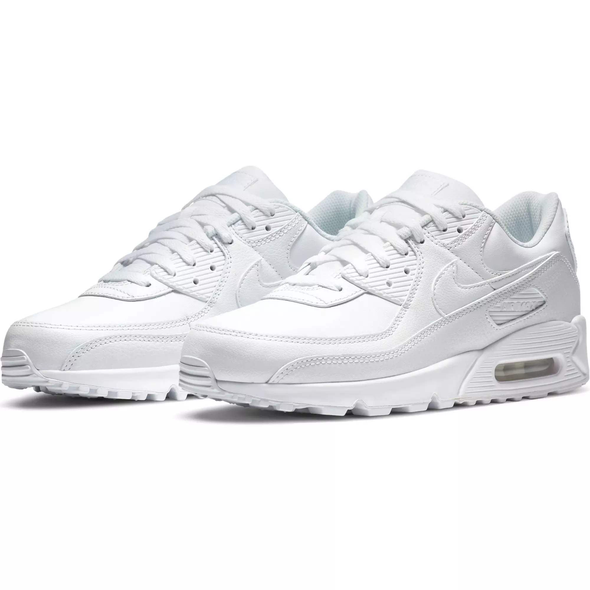 Nike Air Max 90 Leather "White/White" Men's Shoe - WHITE