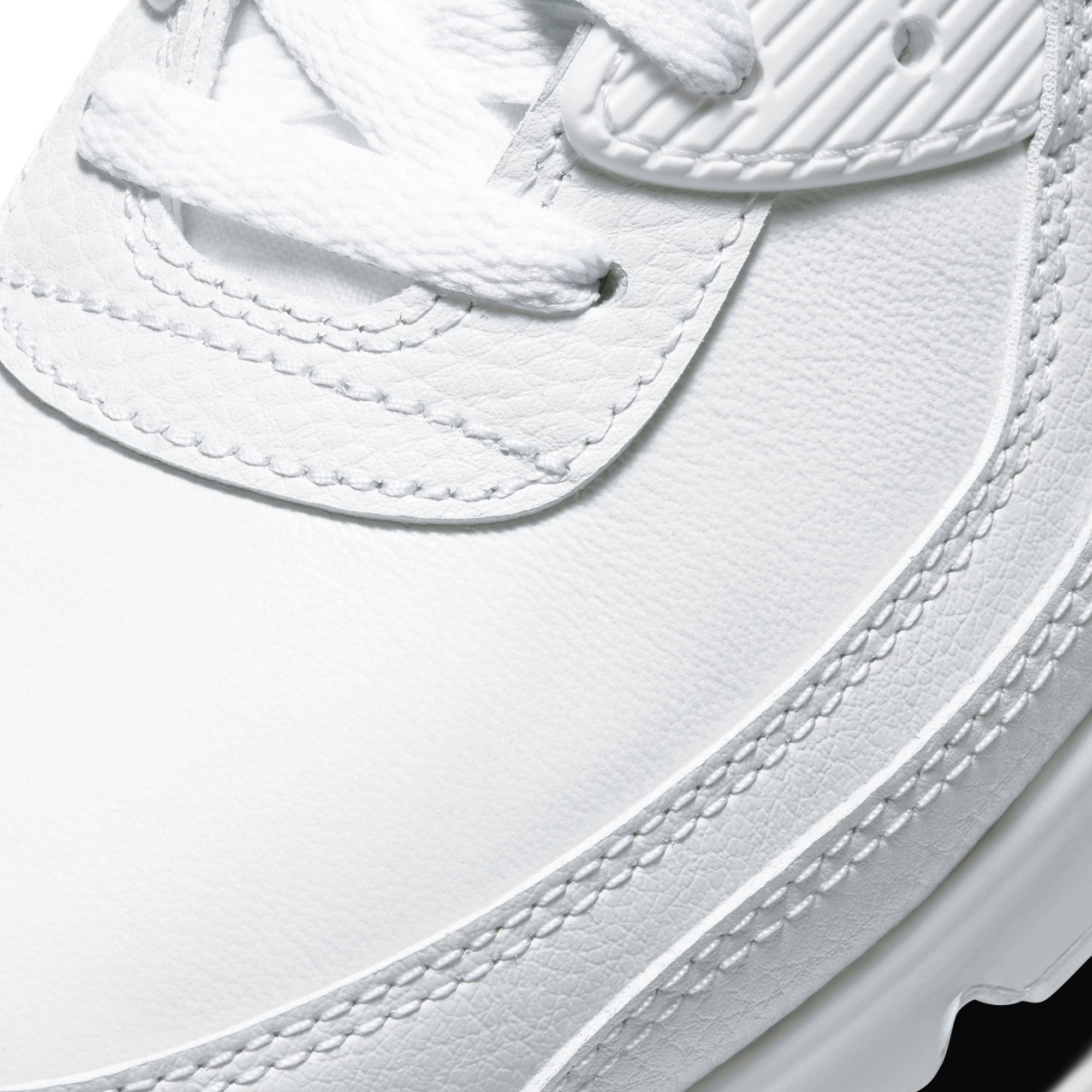 Nike Air Max 90 Leather "White/White" Men's Shoe - WHITE Thumbnail View 5