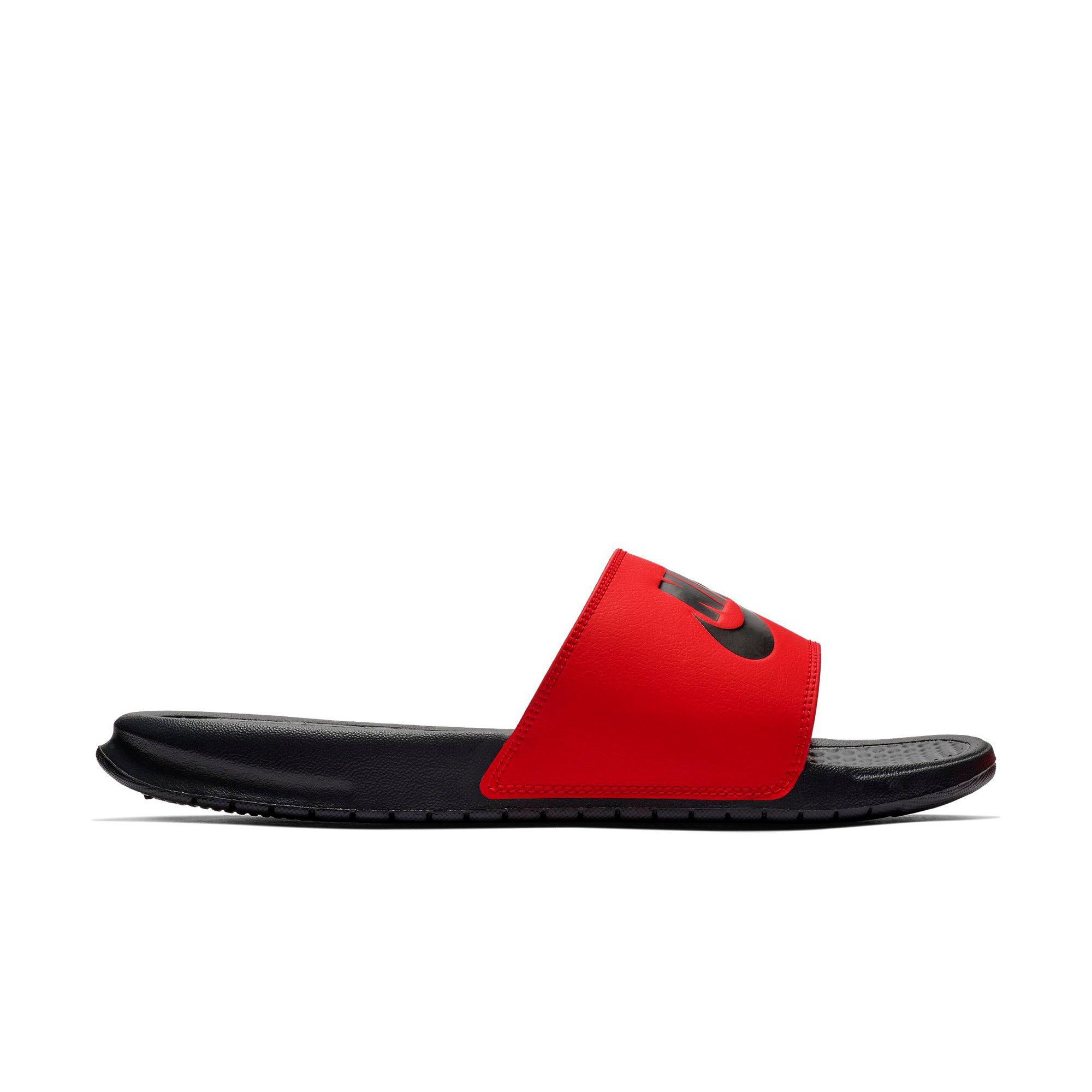 nike black and red flip flops