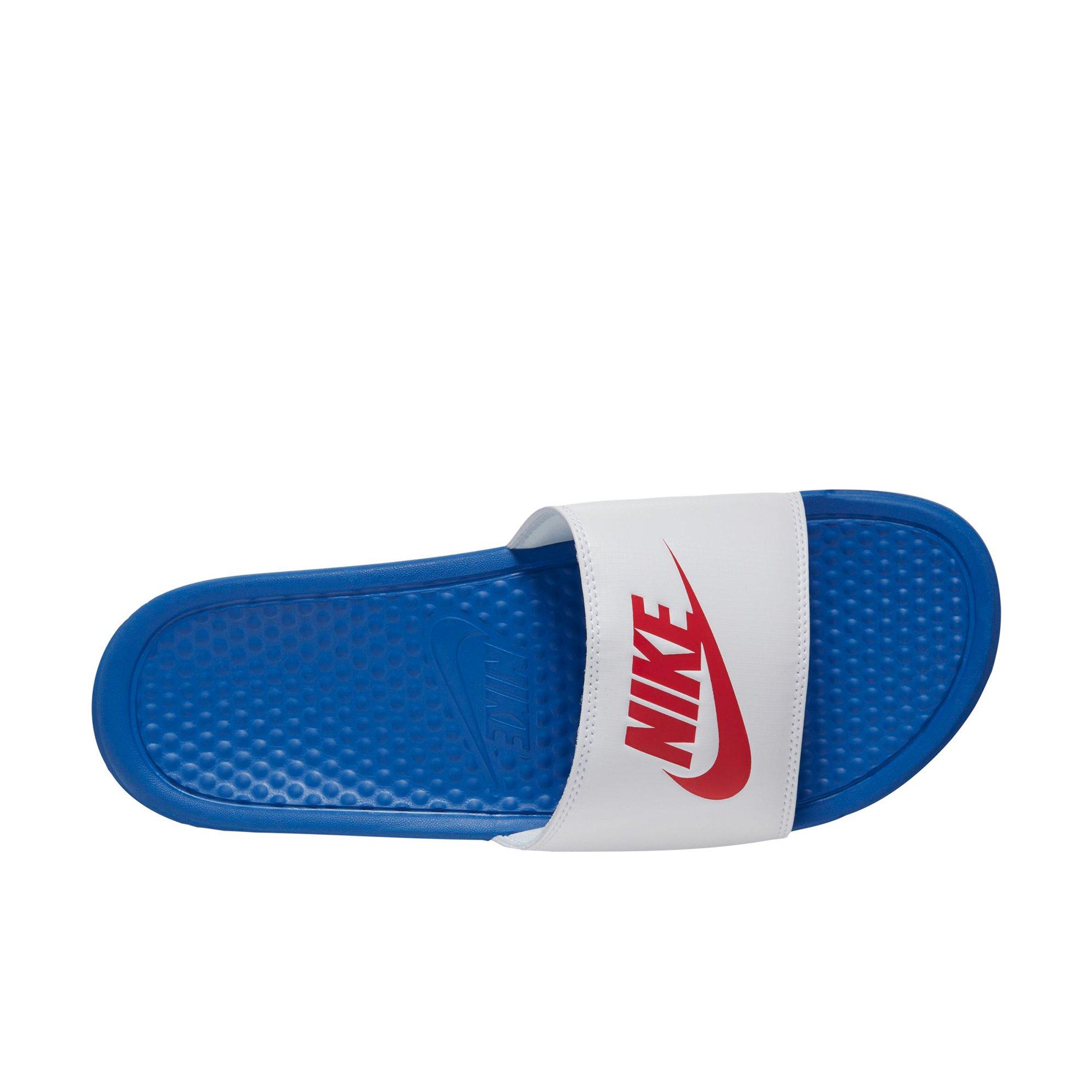 Nike slides red store white and blue