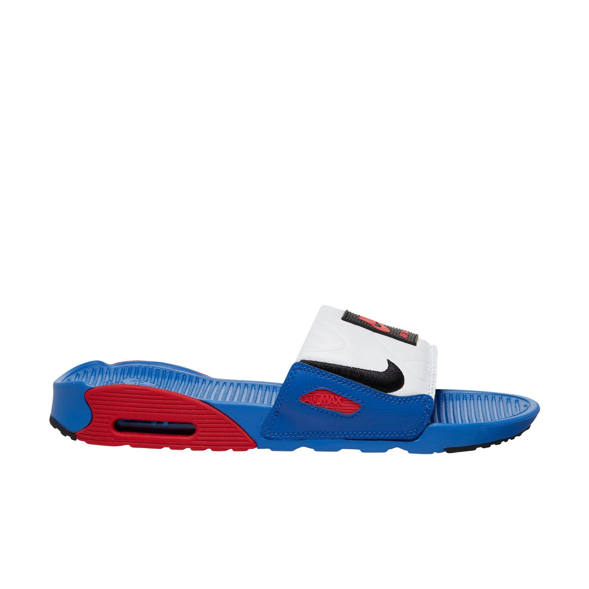 nike red white and blue slides