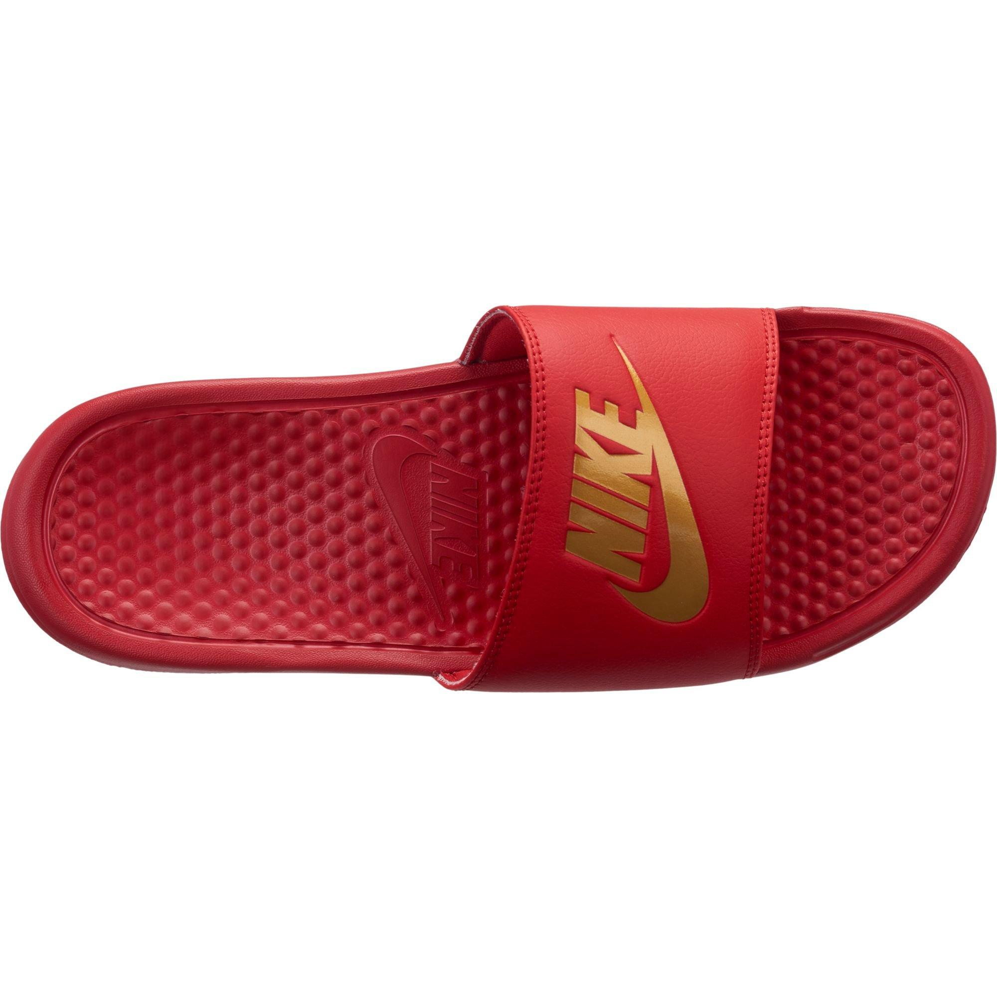 nike benassi slides red and gold