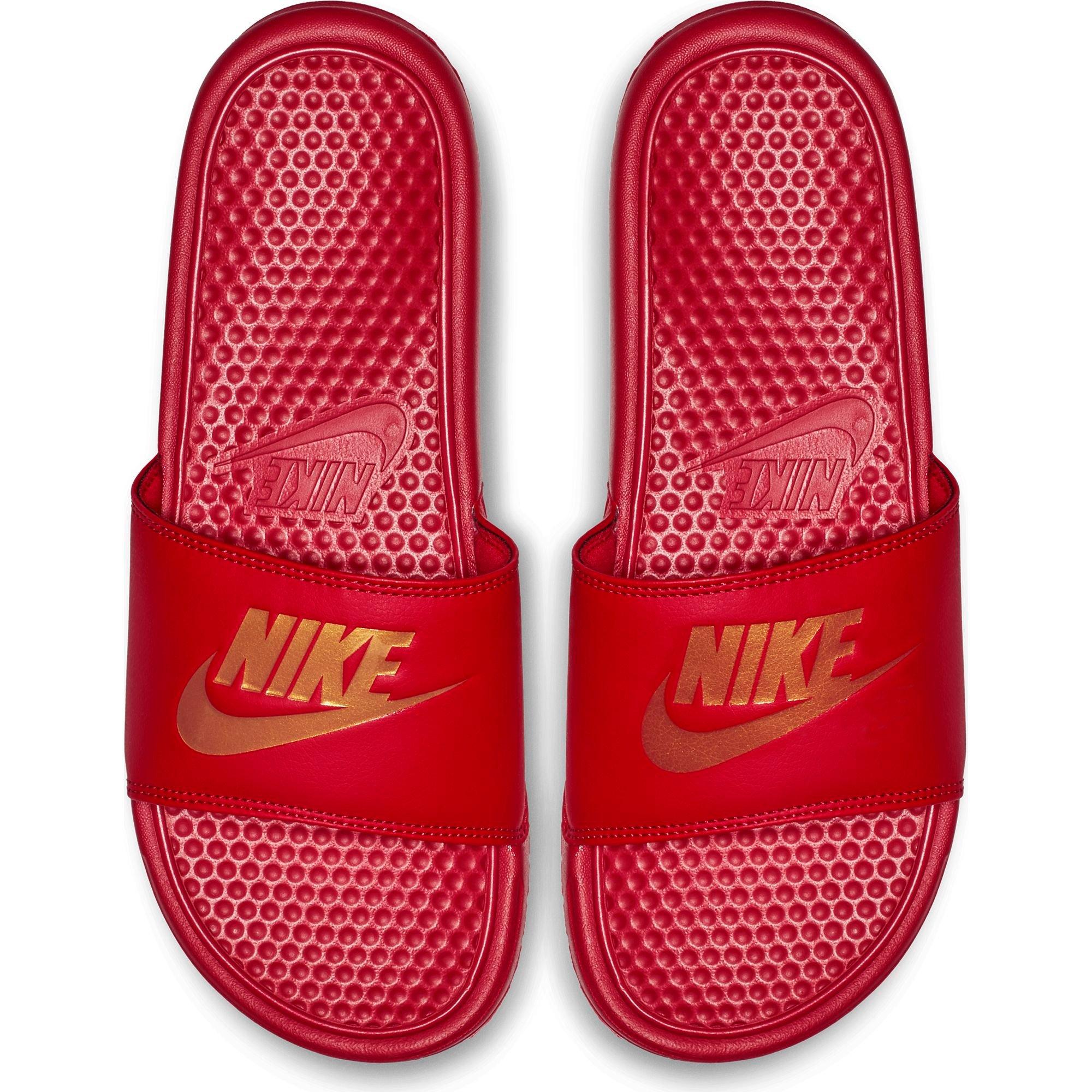 nike benassi gold slides
