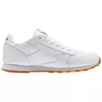 Reebok Classic Leather "White/Khaki" Grade School Kids' Casual Shoe - WHITE/KHAKI
