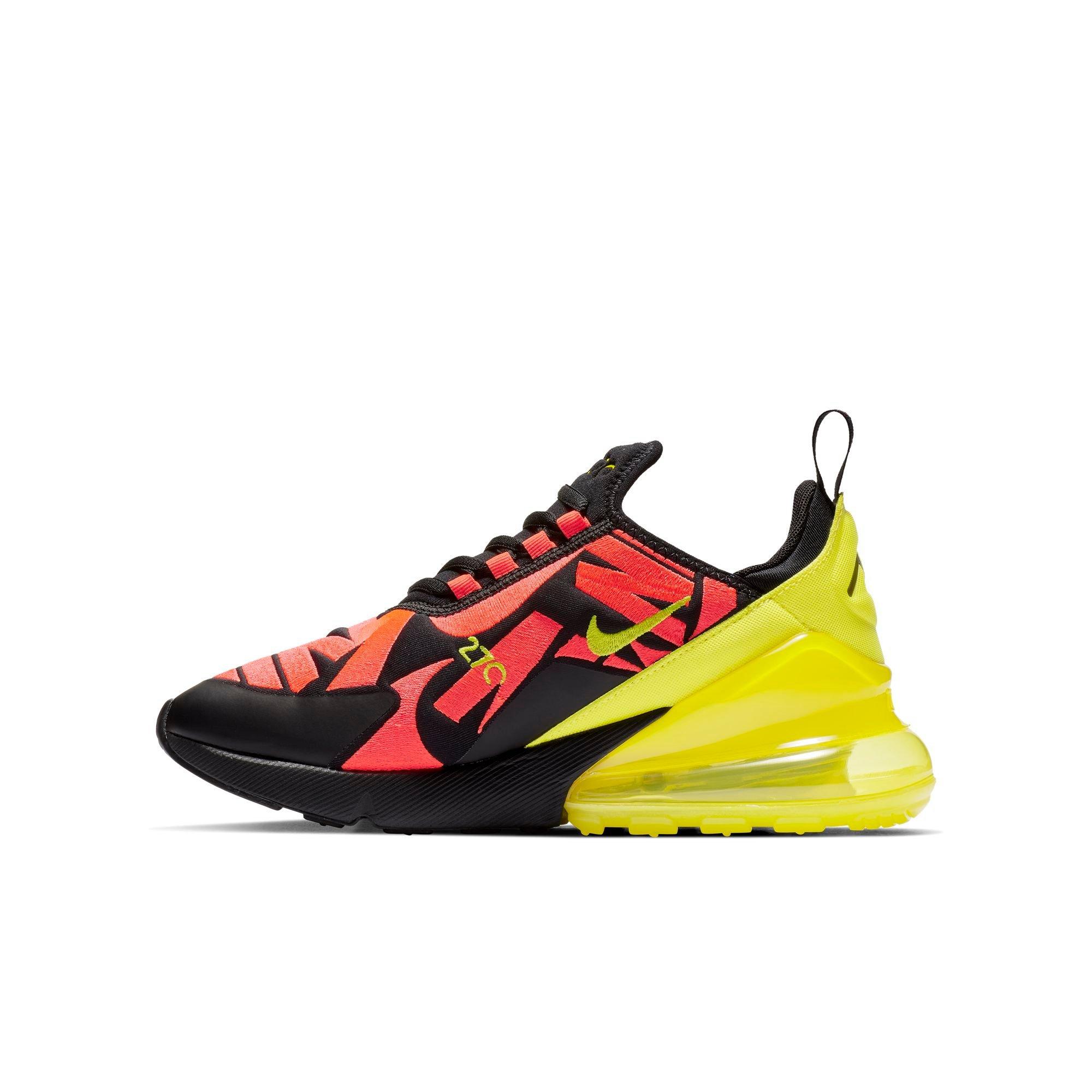 Nike Air Max 270 Black Dynamic Yellow Crimson Grade School Kids Shoe Hibbett City Gear