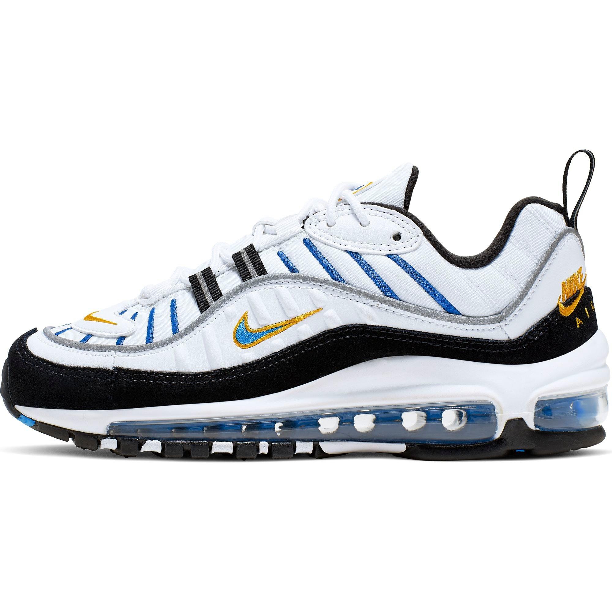Nike Air Max 98 Game White Blue Yellow Grade School Boys Shoe Hibbett City Gear