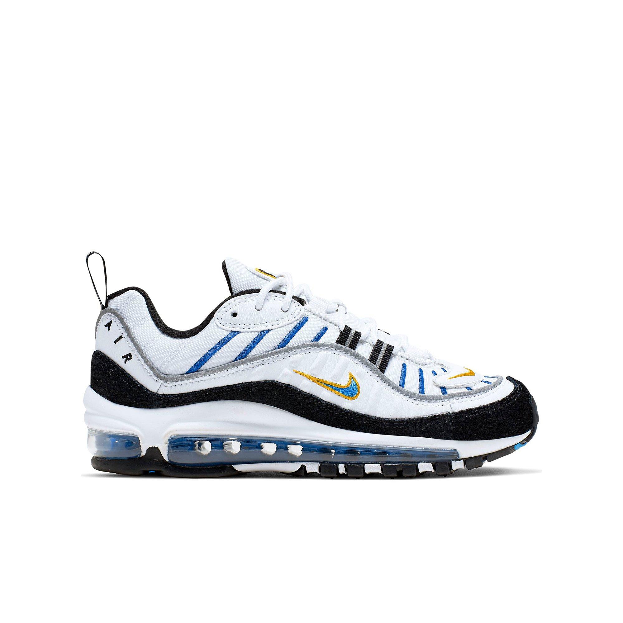 Nike Air Max 98 Game White Blue Yellow Grade School Boys Shoe Hibbett City Gear