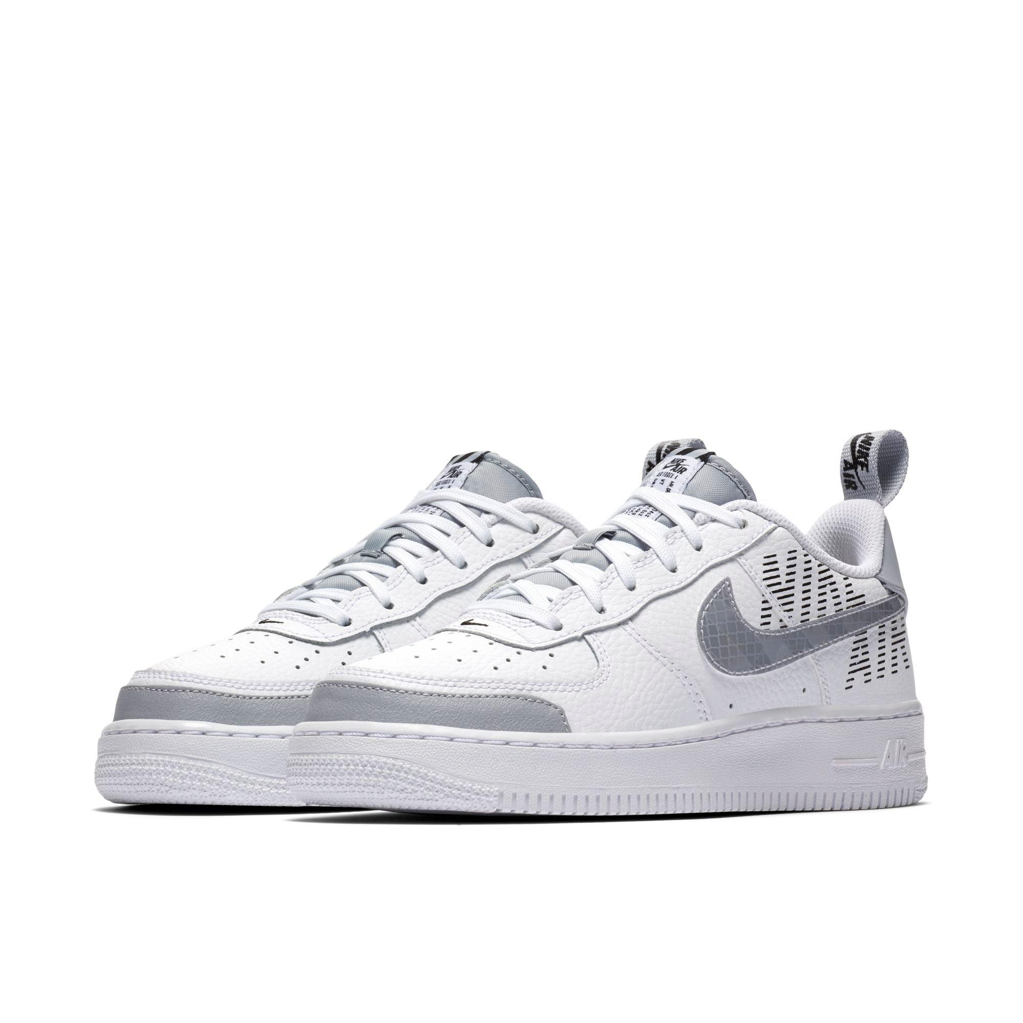white & grey air force 1 lv8 2 trainers
