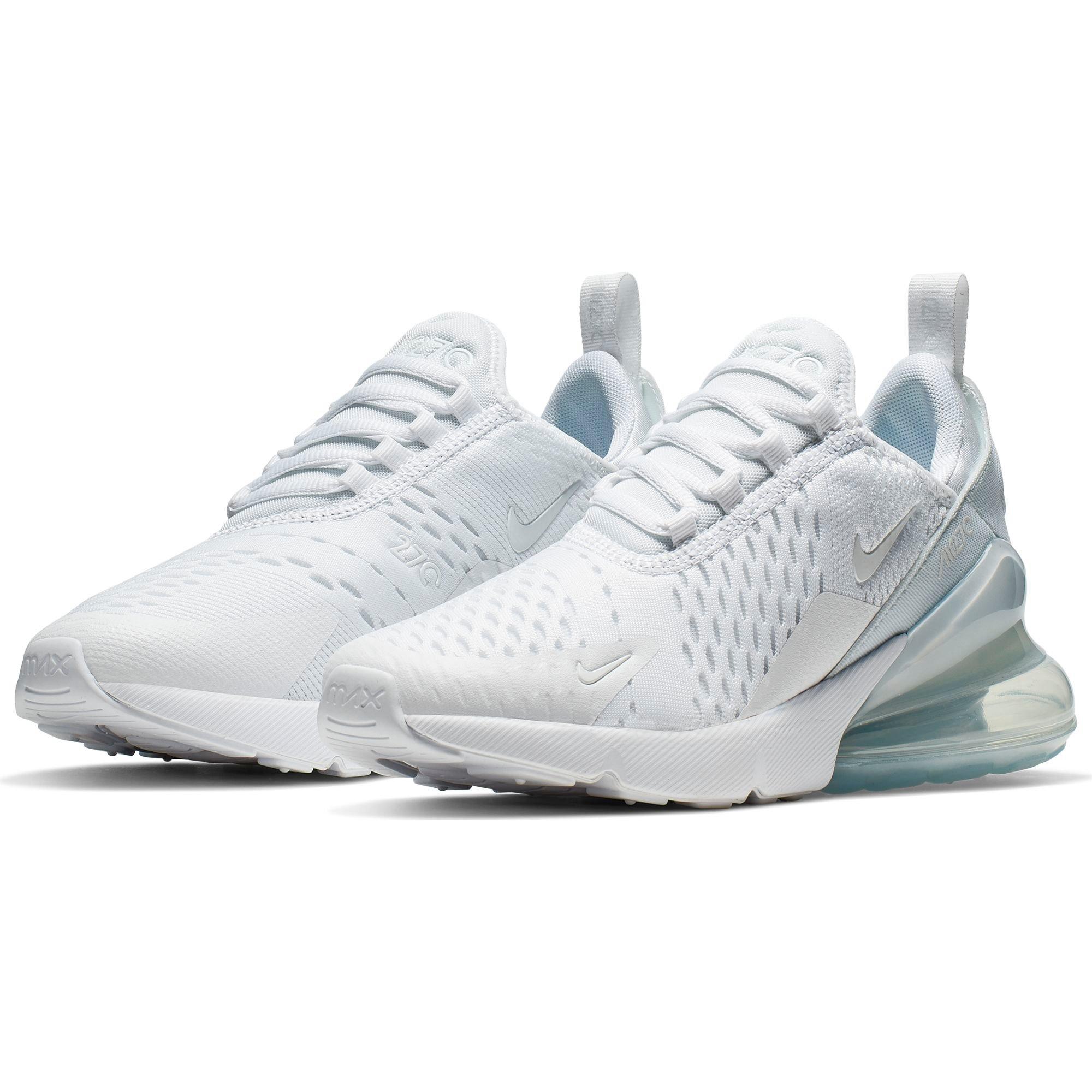 Nike Air Max 270 White Metallic Silver Grade School Kids Shoe Hibbett