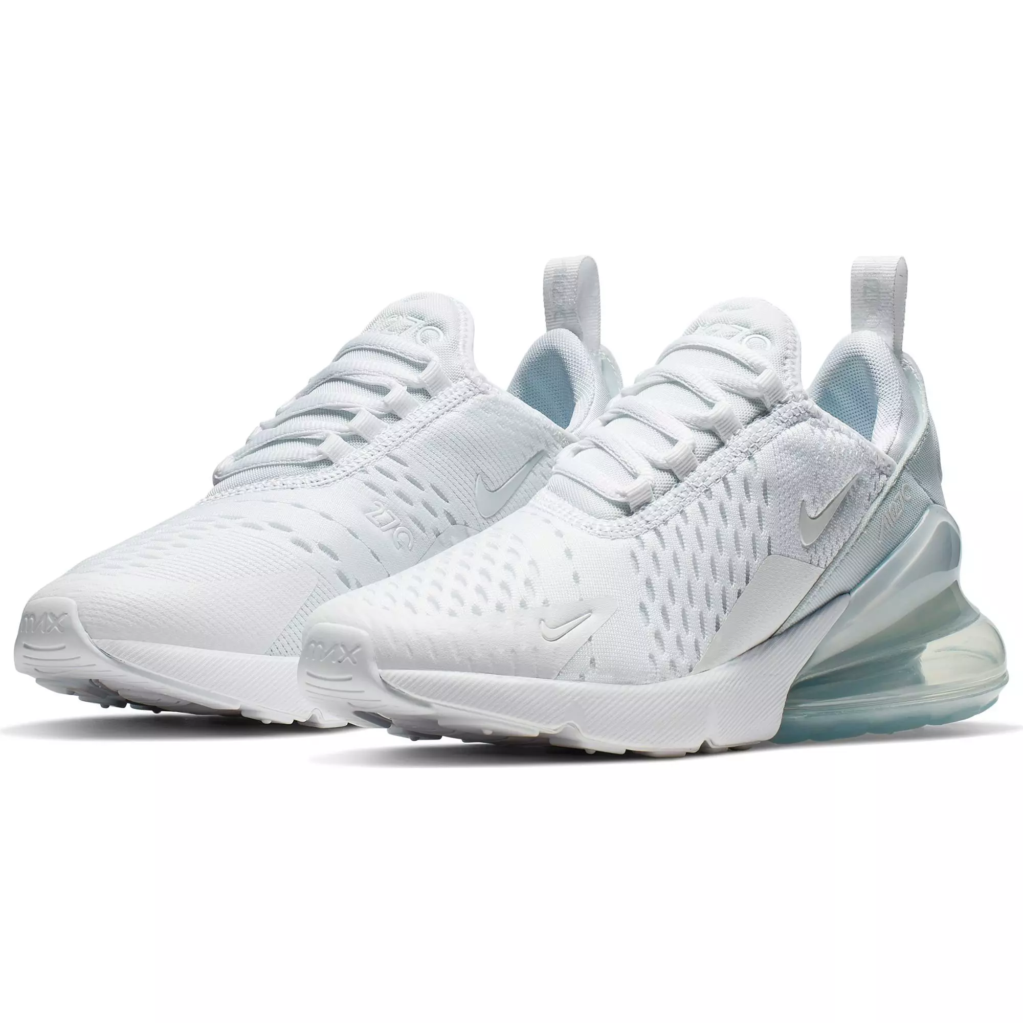 Nike Air Max 270 "White/Metallic Silver" Grade School Kids Shoe - WHITE