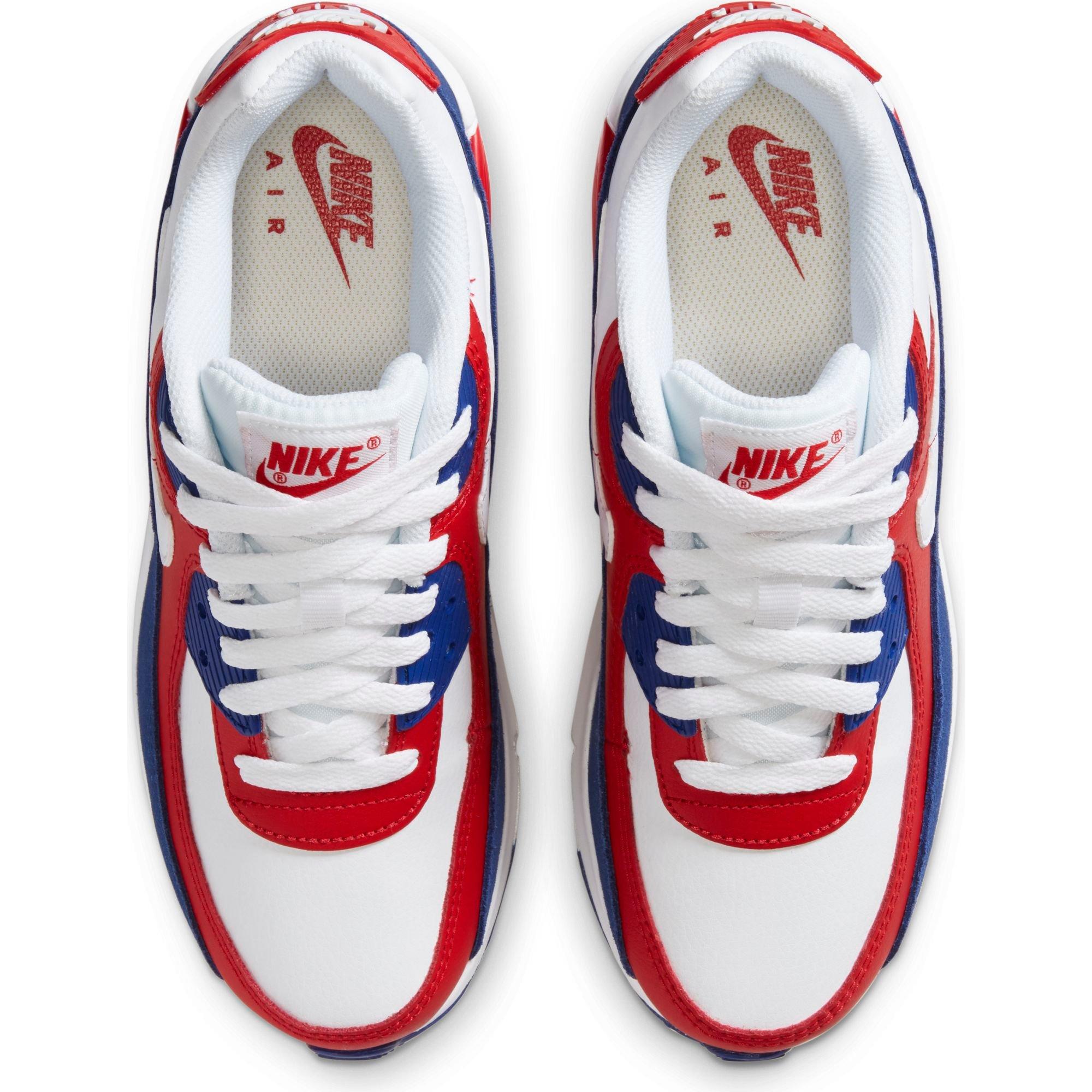 Nike red white and cheap blue shoes