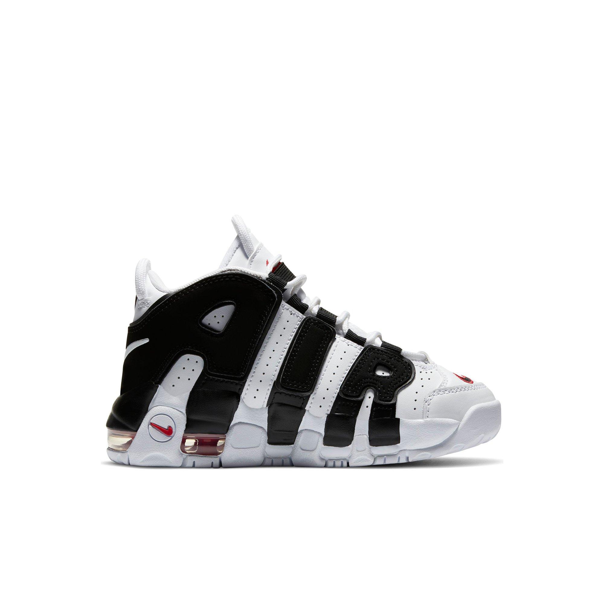 nike uptempo black white grey