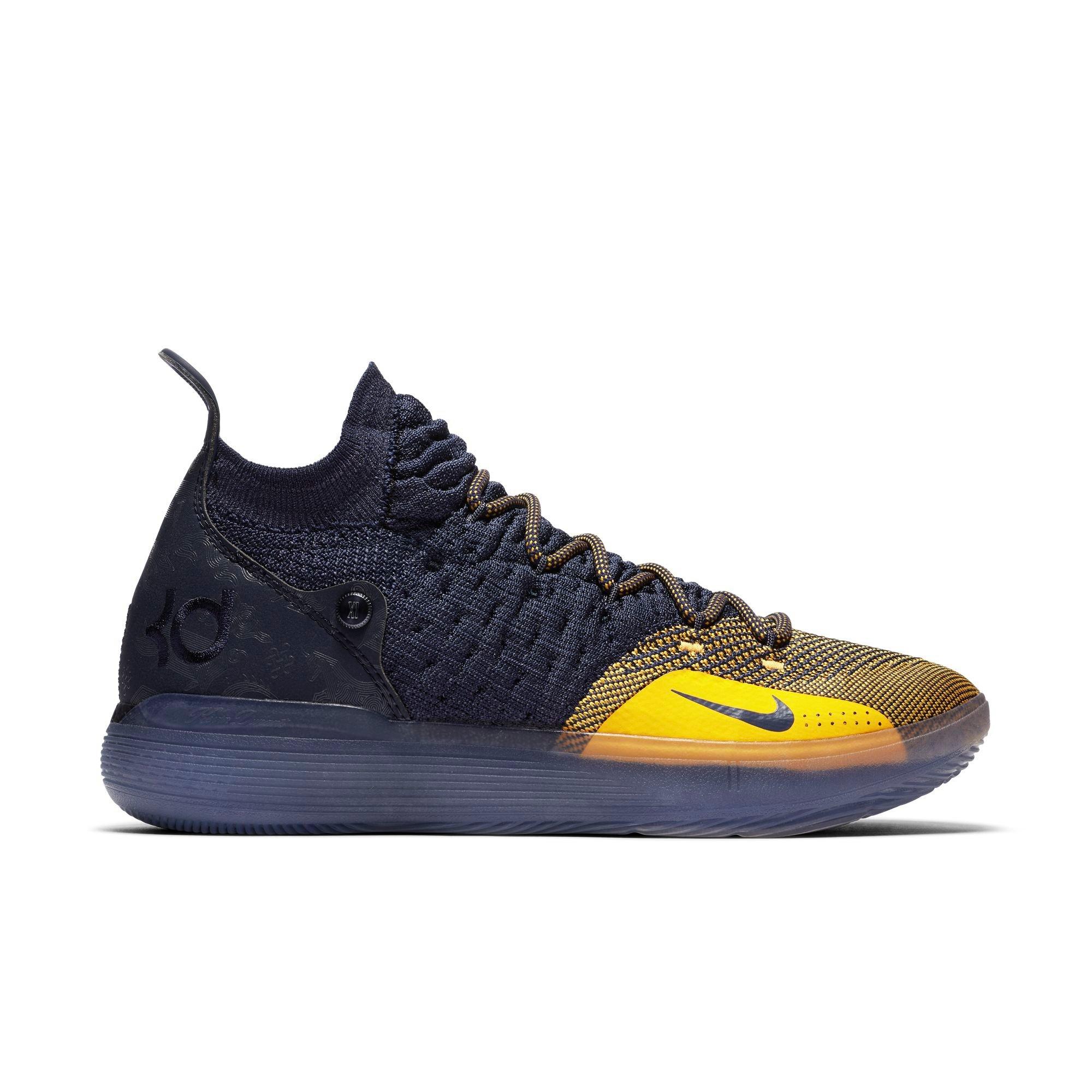navy and yellow basketball shoes