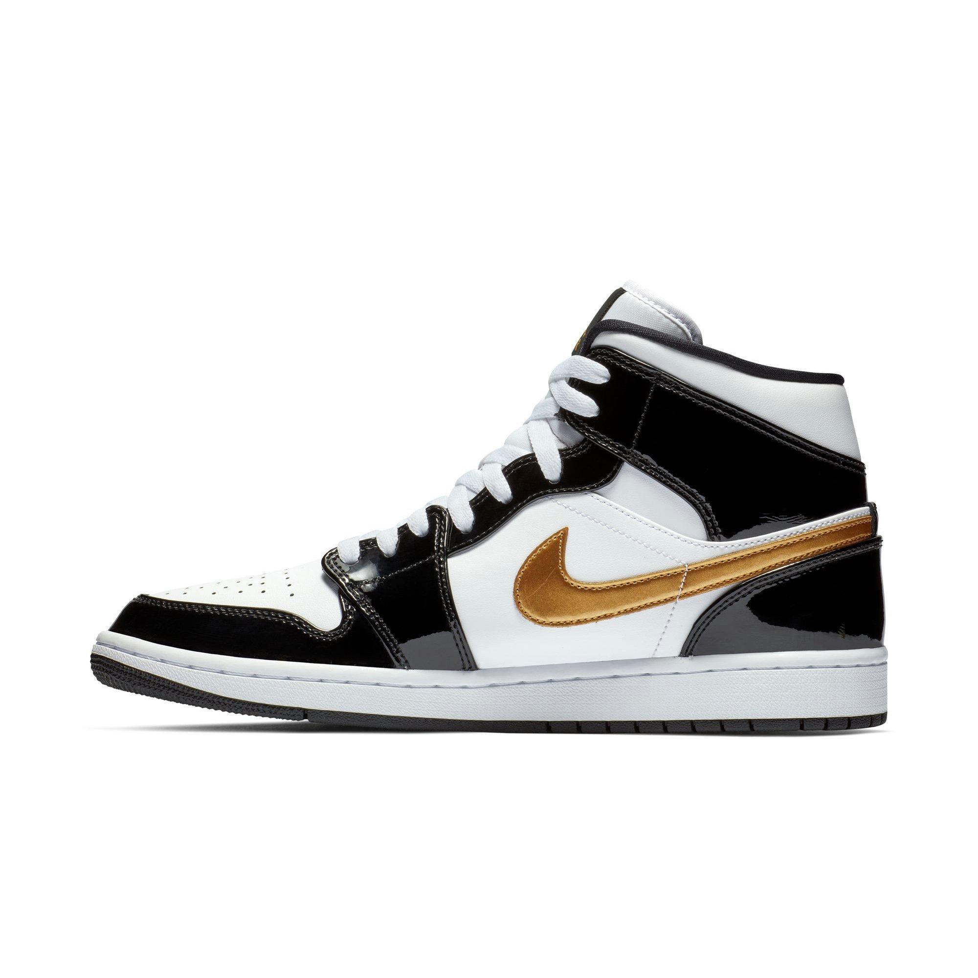 Jordan 1 Mid SE "Black Gold" Men's Shoe - BLACK/METALLIC GOLD/WHITE Thumbnail View 5