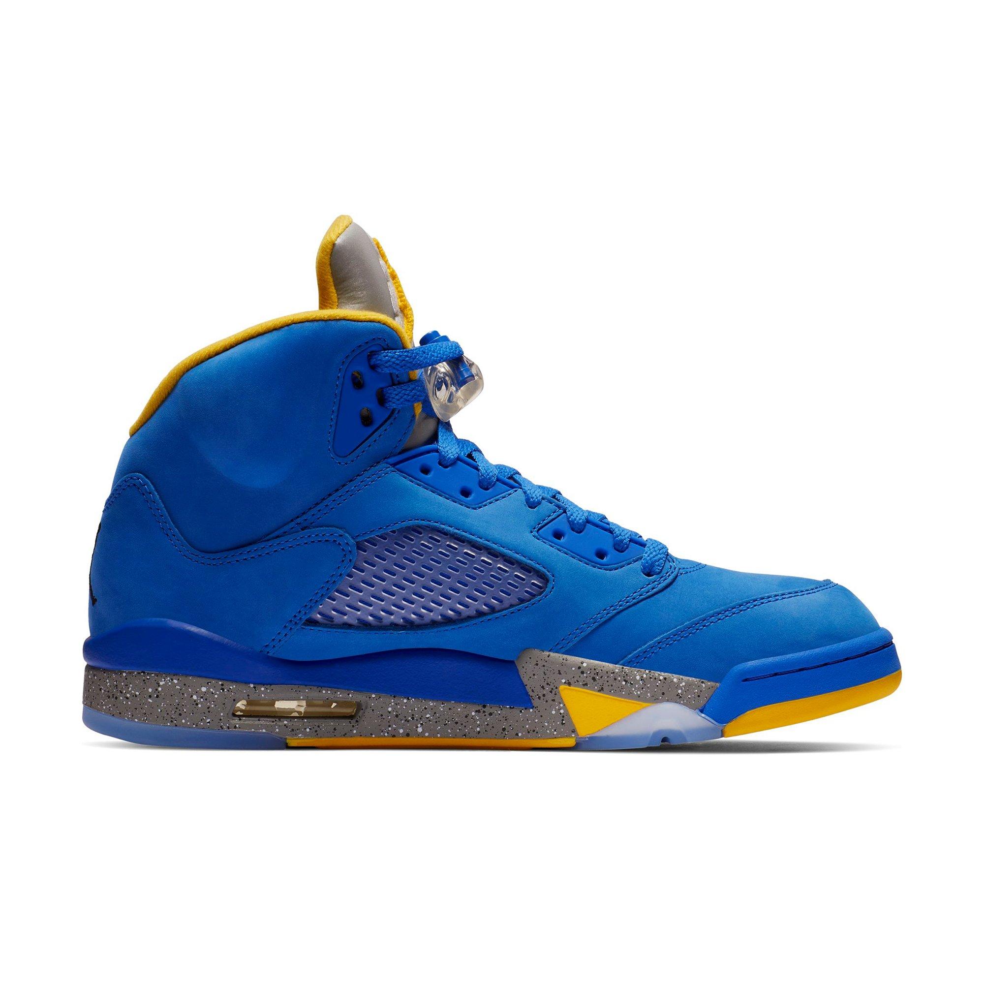 blue and yellow jordan 5s
