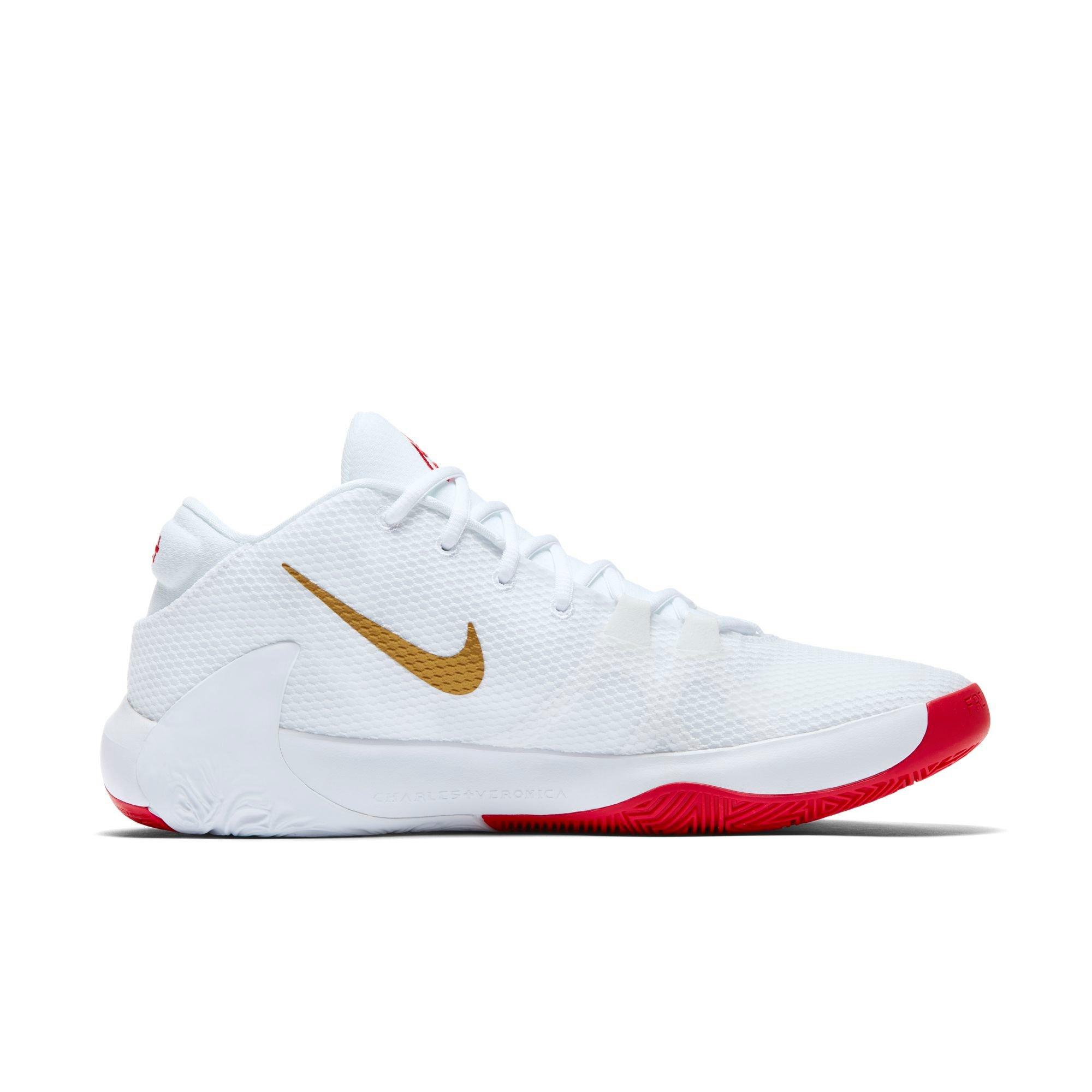 white and gold nike basketball shoes