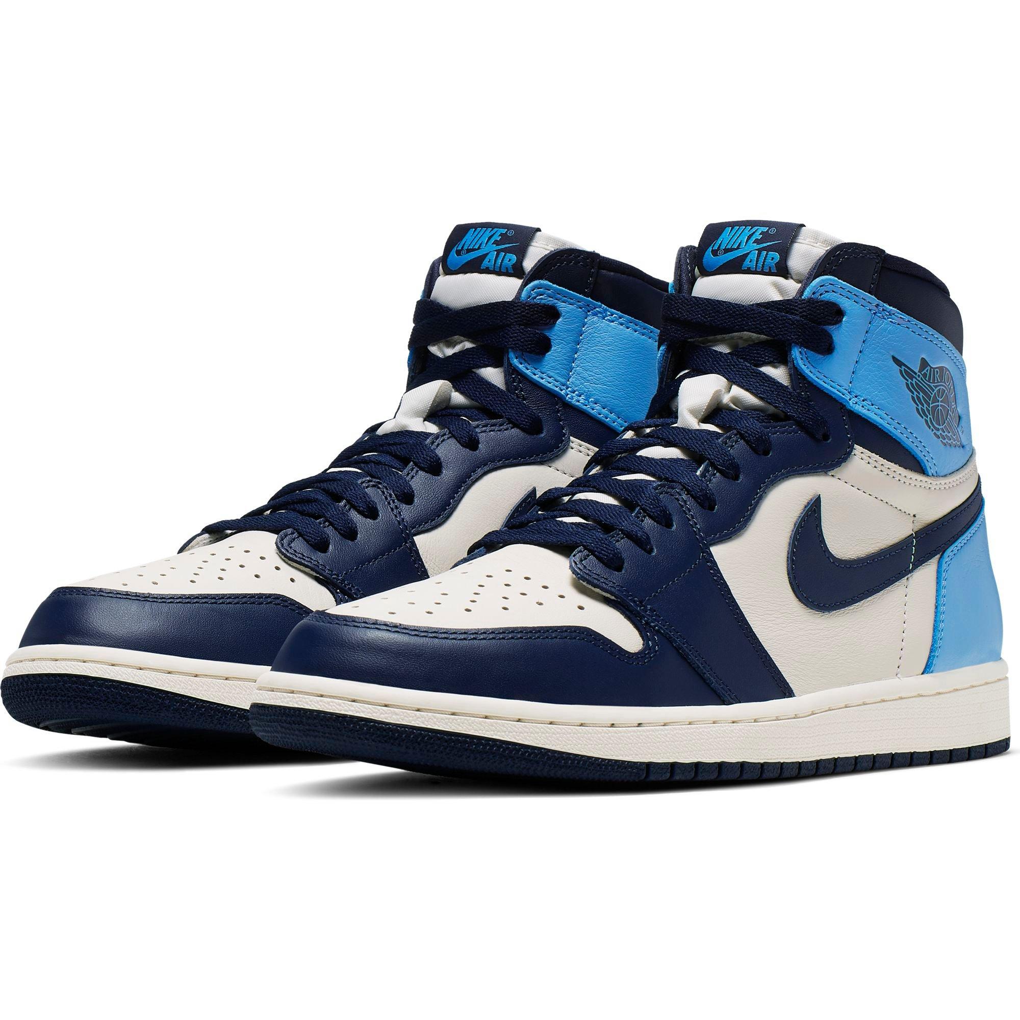 navy blue baby blue and white jordan 1