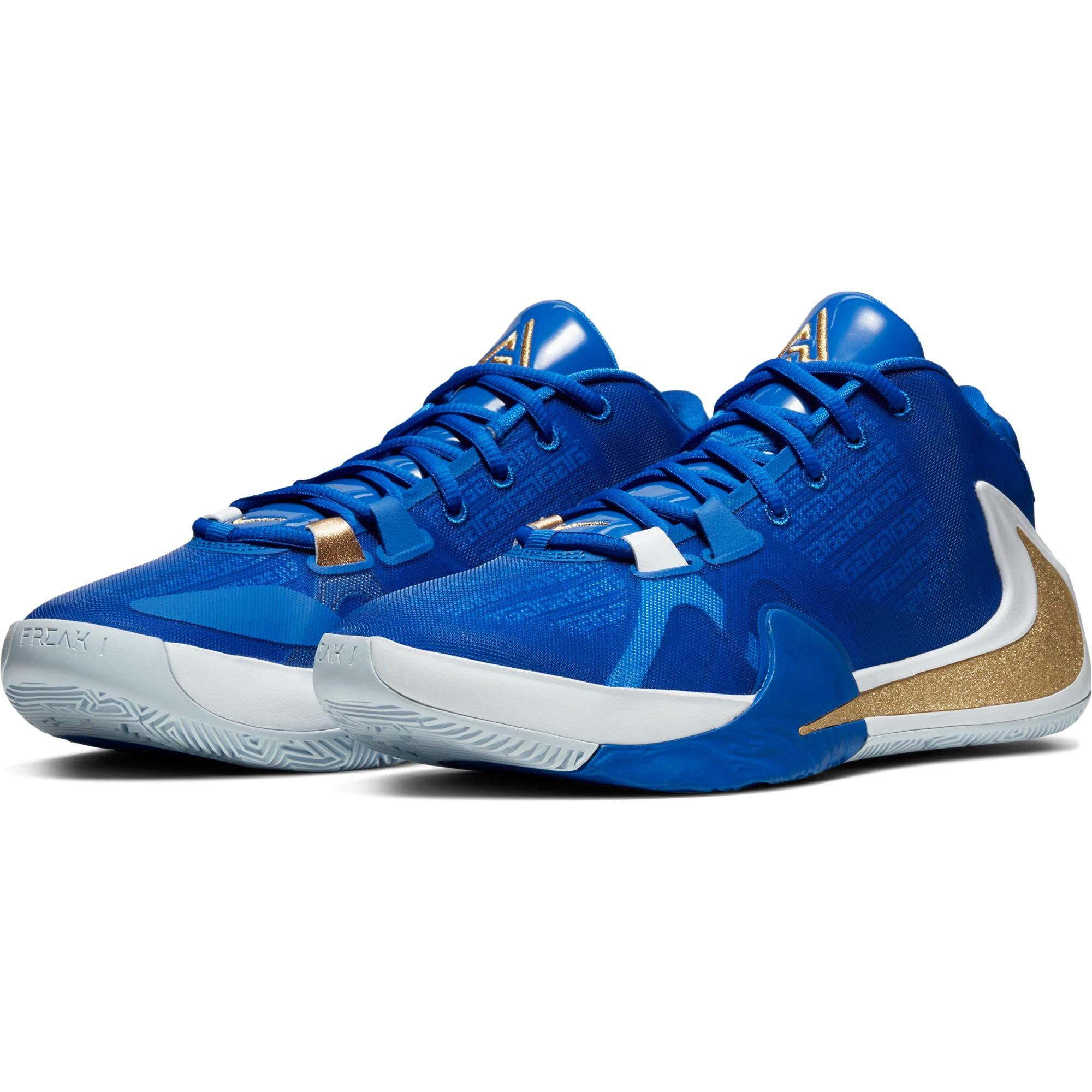 nike blue and gold basketball shoes
