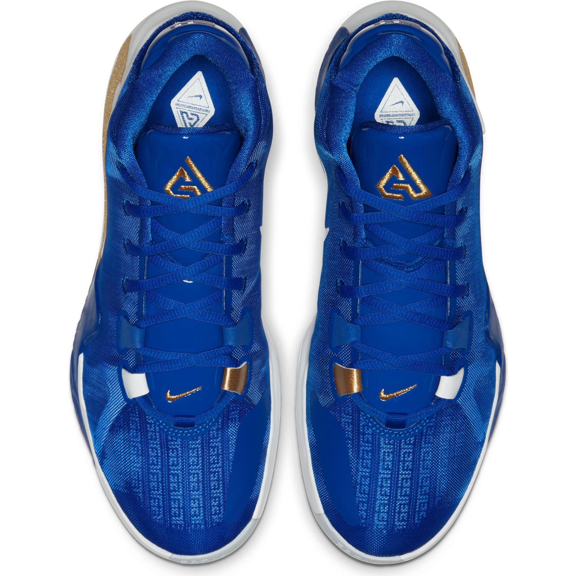 Nike Zoom Freak 1 "Hyper Royal/Metallic Gold" Men's Basketball Shoe - ROYAL/WHITE/GOLD Thumbnail View 4