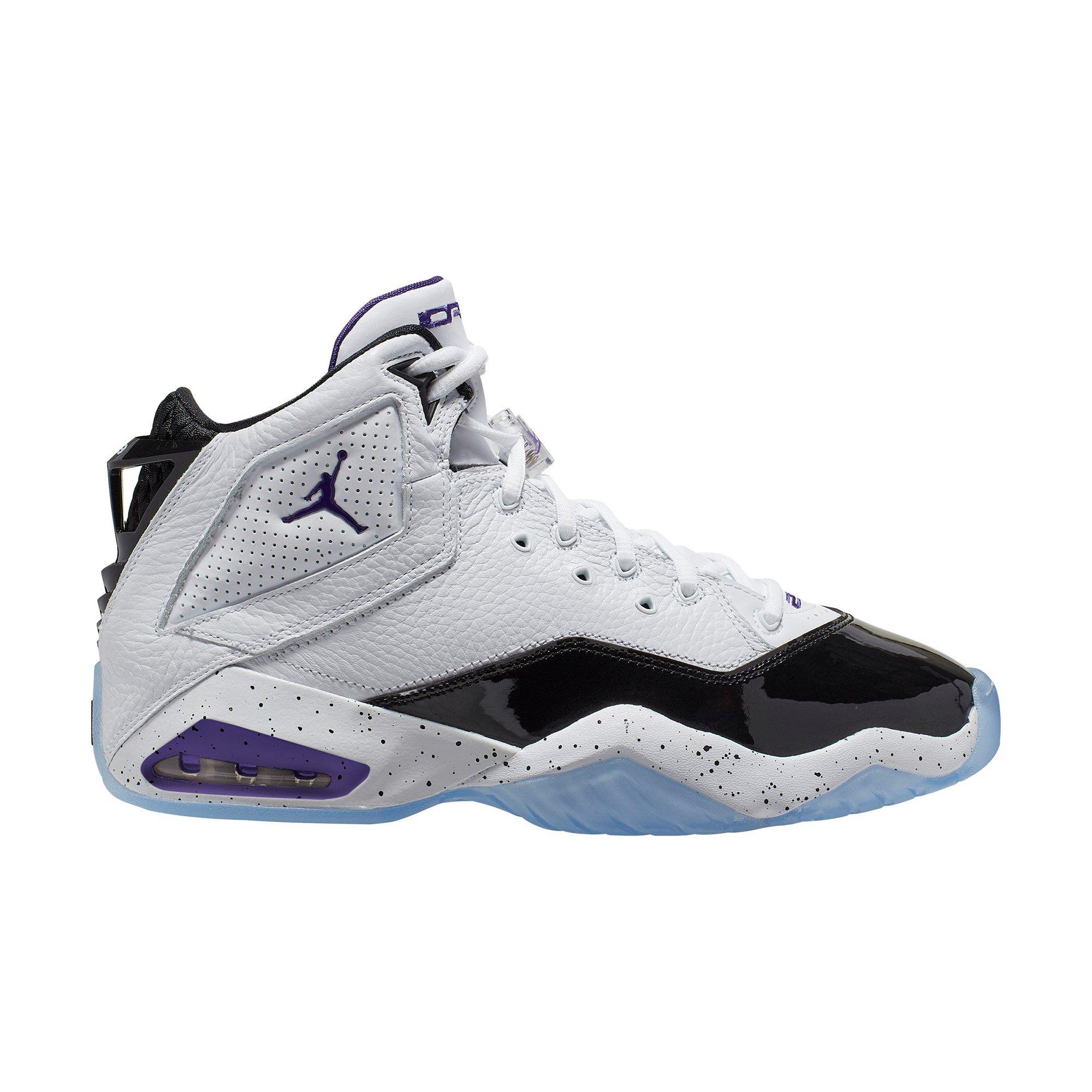 purple and white and black jordans
