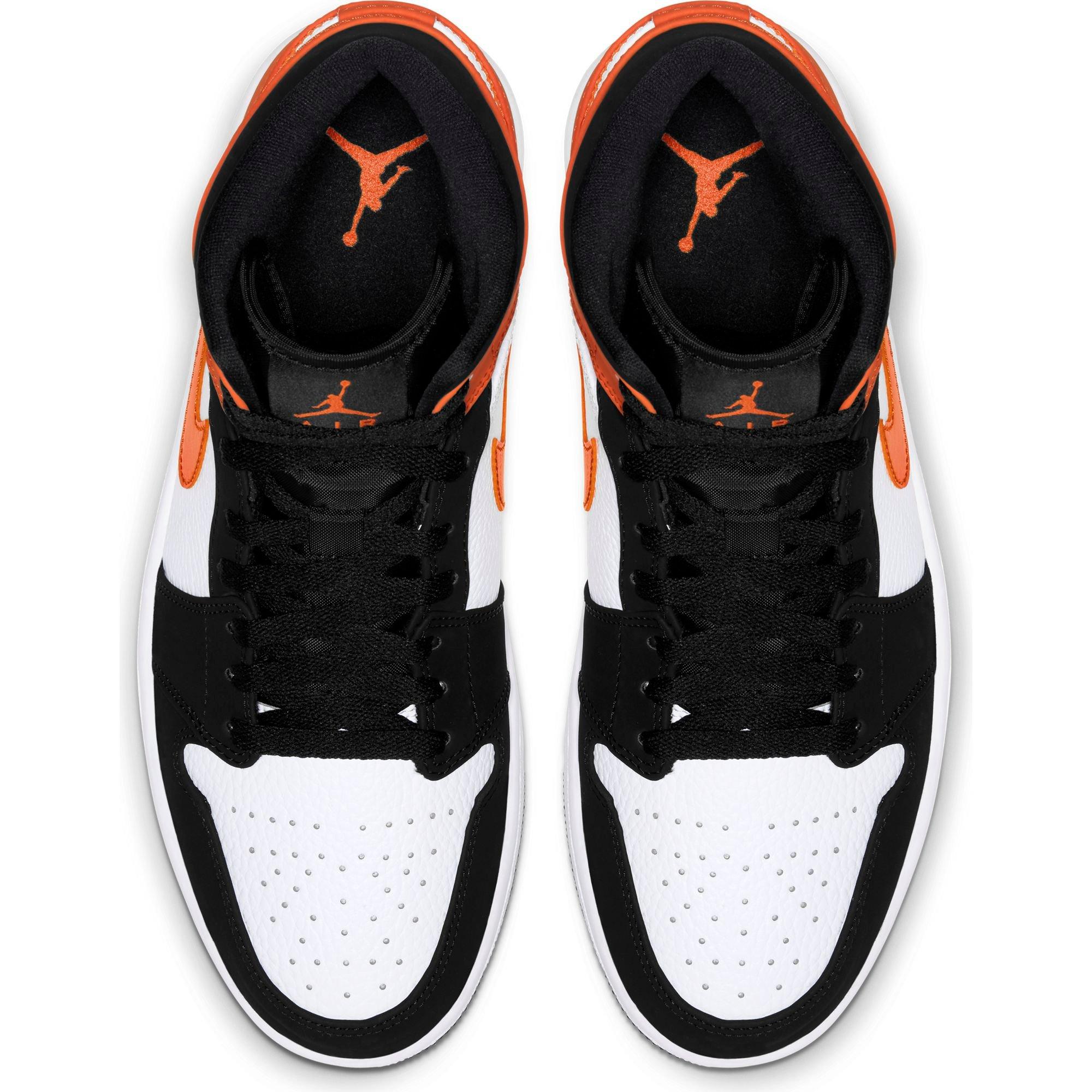 black orange and white jordan 1