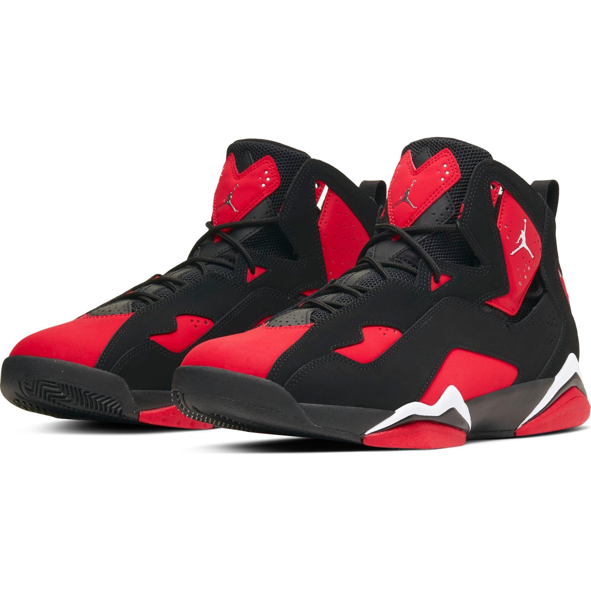 men's jordan true flight black and red