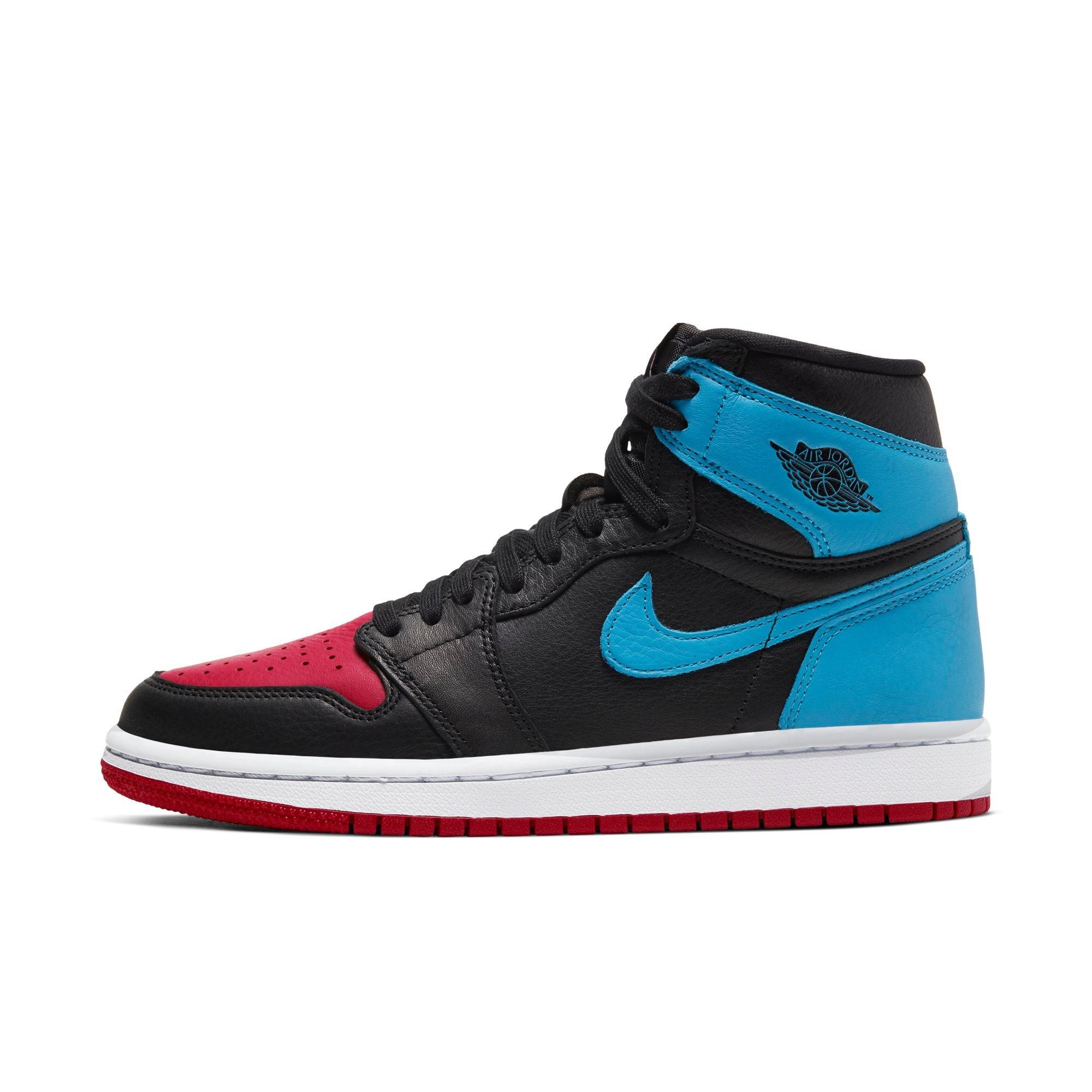 blue red white jordan 1s