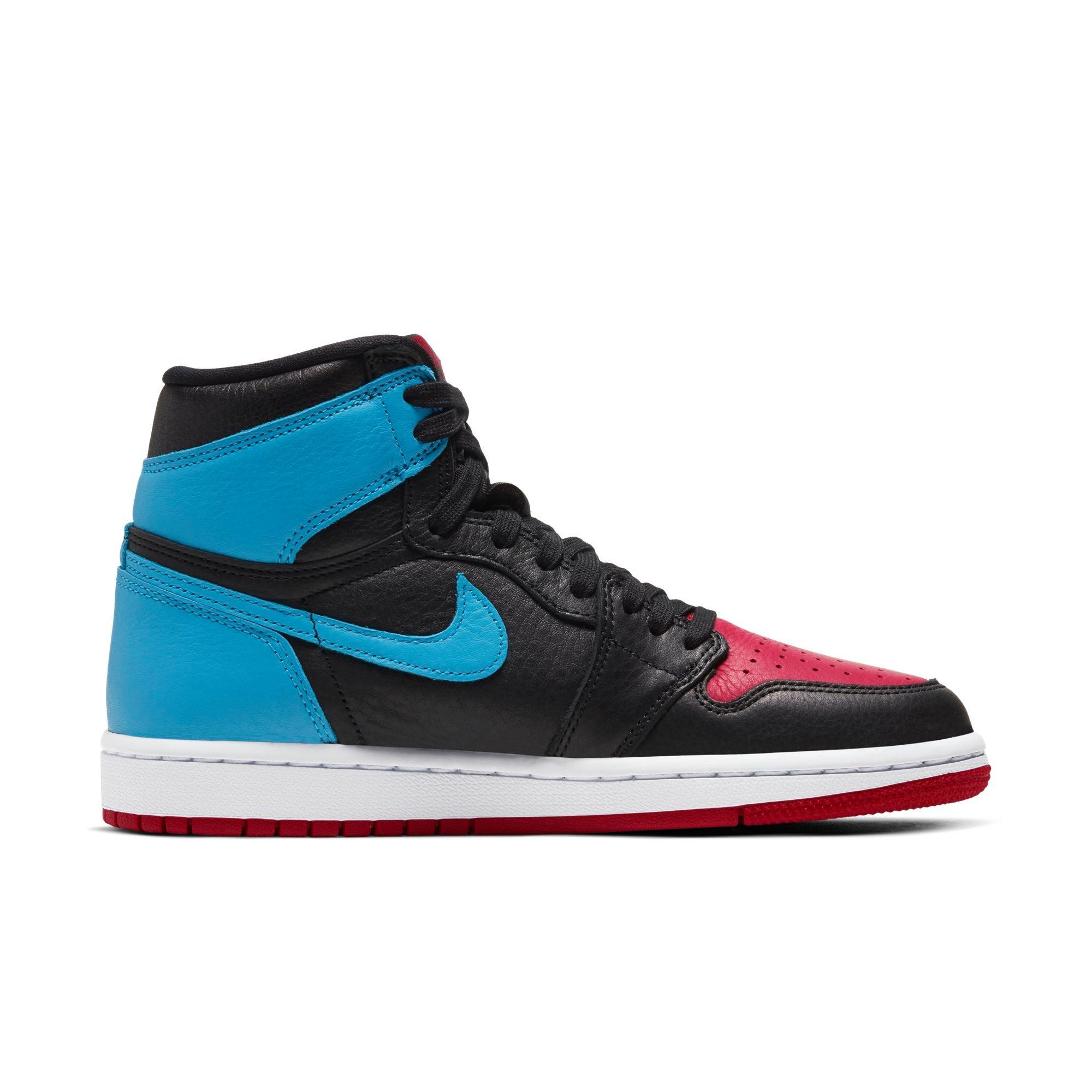 jordan 1 blue and red shiny