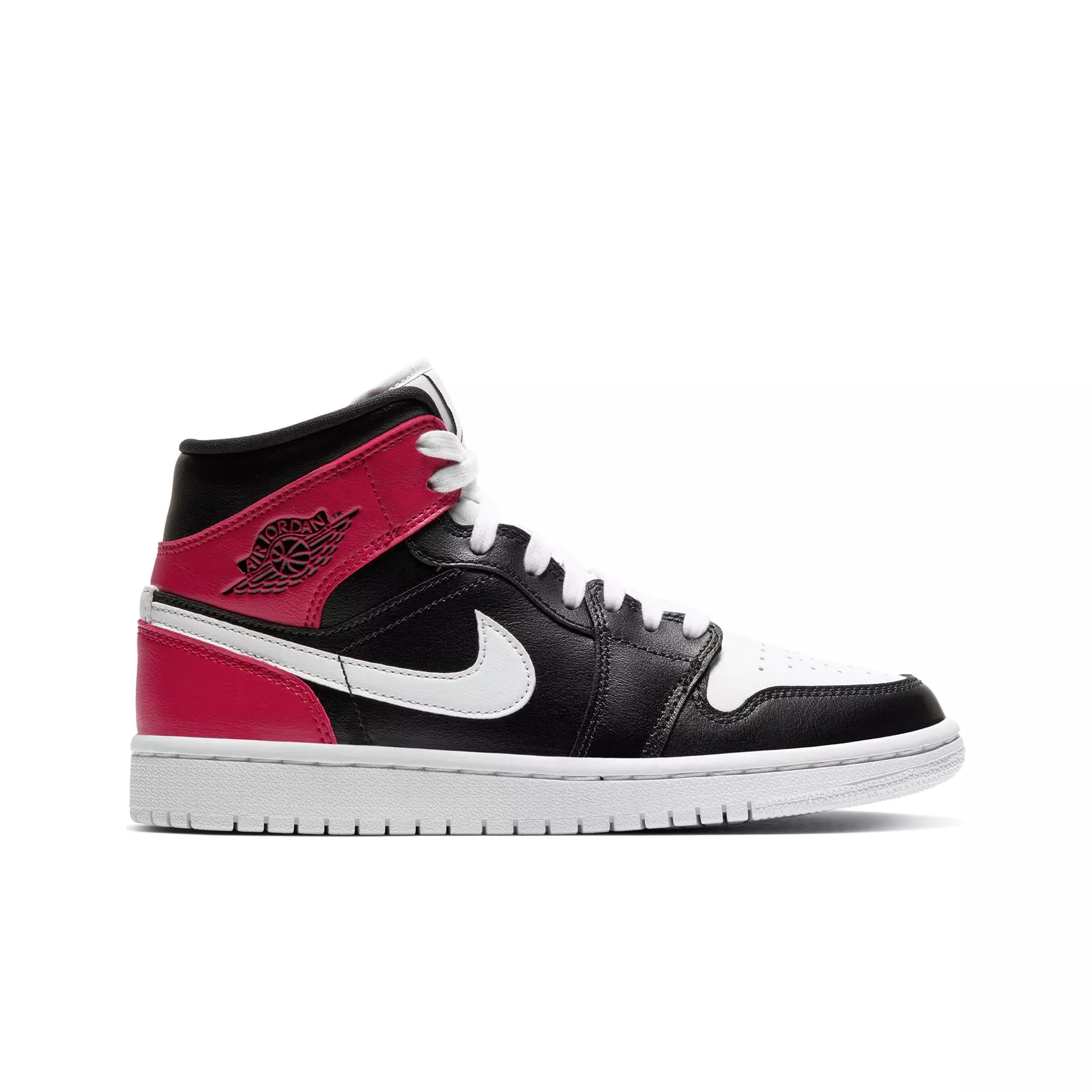Jordan 1 Mid "Black/White/Noble Red" Women's Shoe - BLACK/RED/WHITE