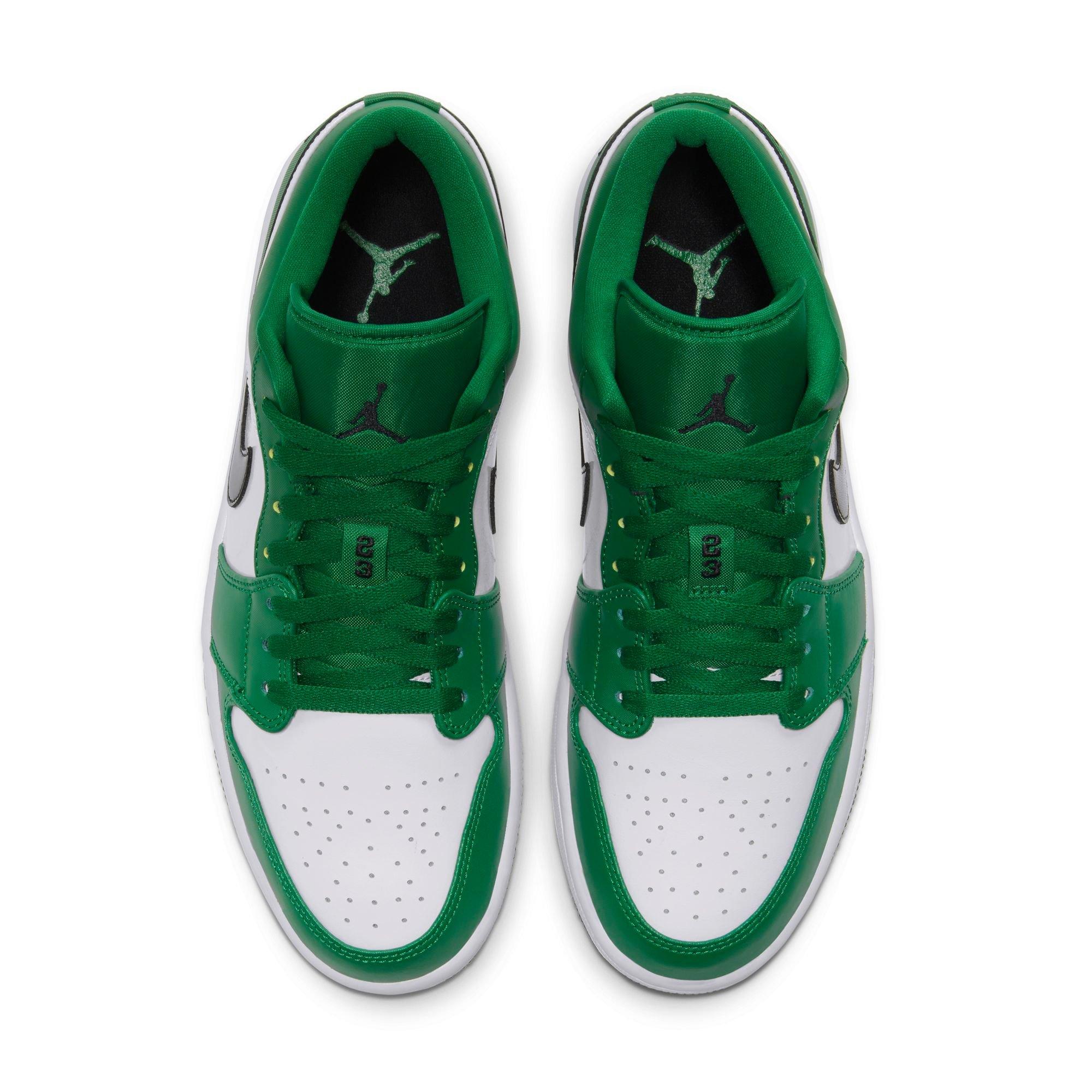 Jordan 1 Low "Pine Green/Black/White" Men's Shoe - BLACK/GREEN/RED Thumbnail View 9