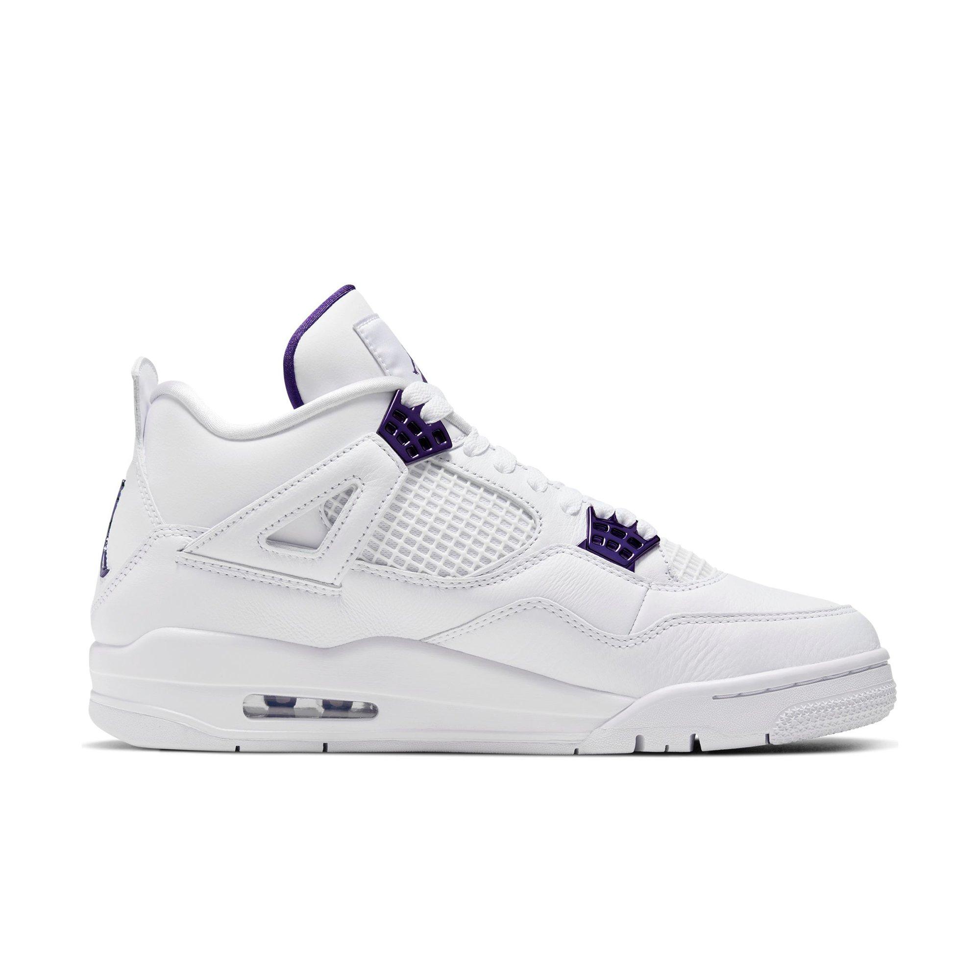 new jordans 4 white and purple