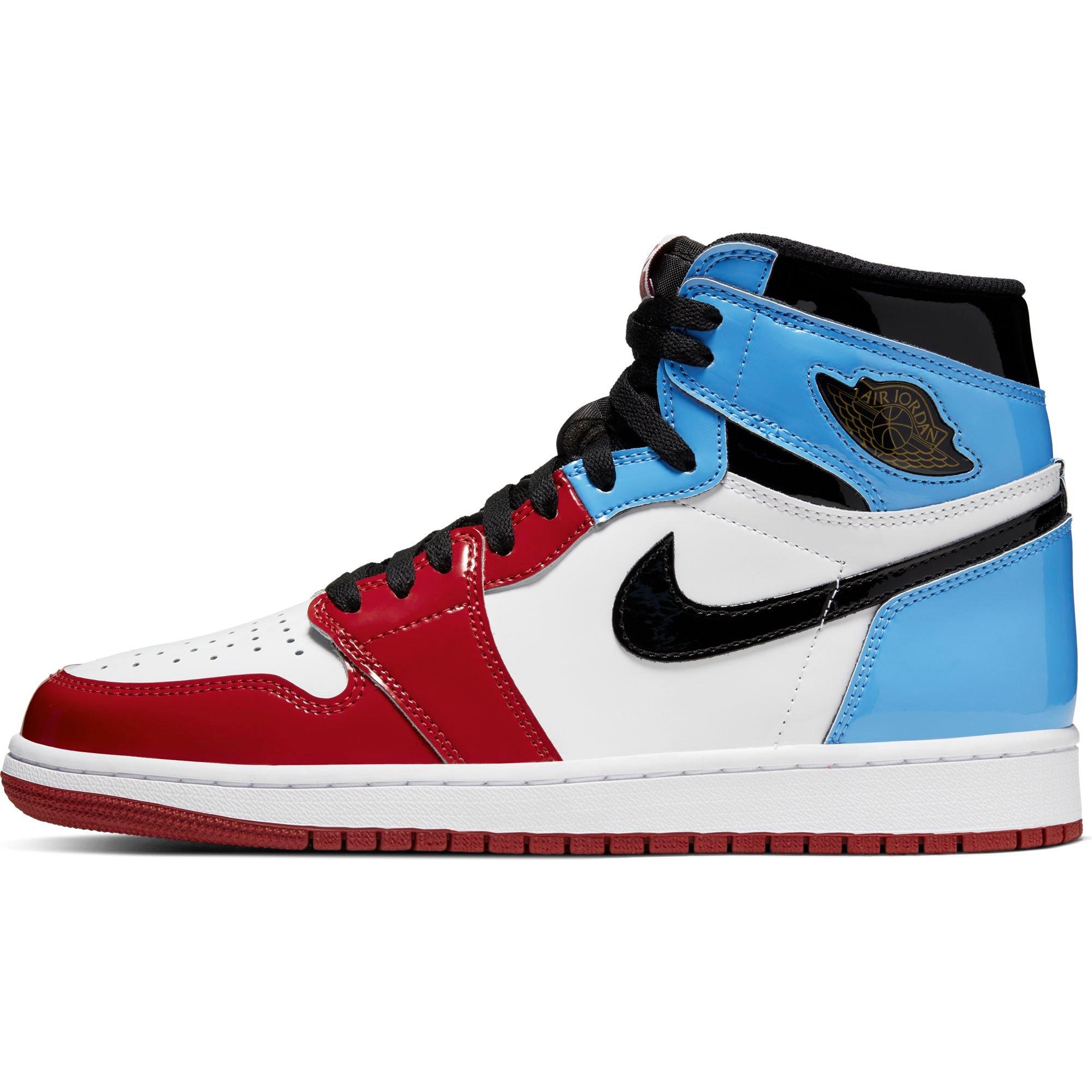 blue and red jordan ones