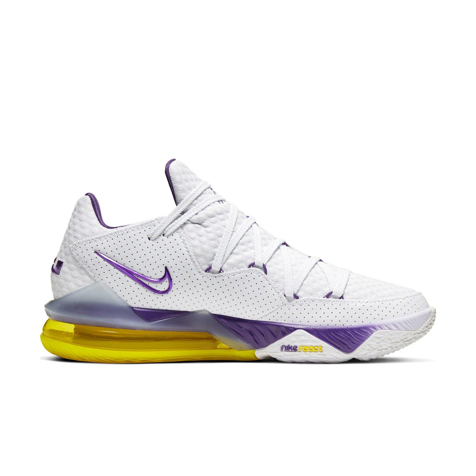 purple and yellow basketball shoes