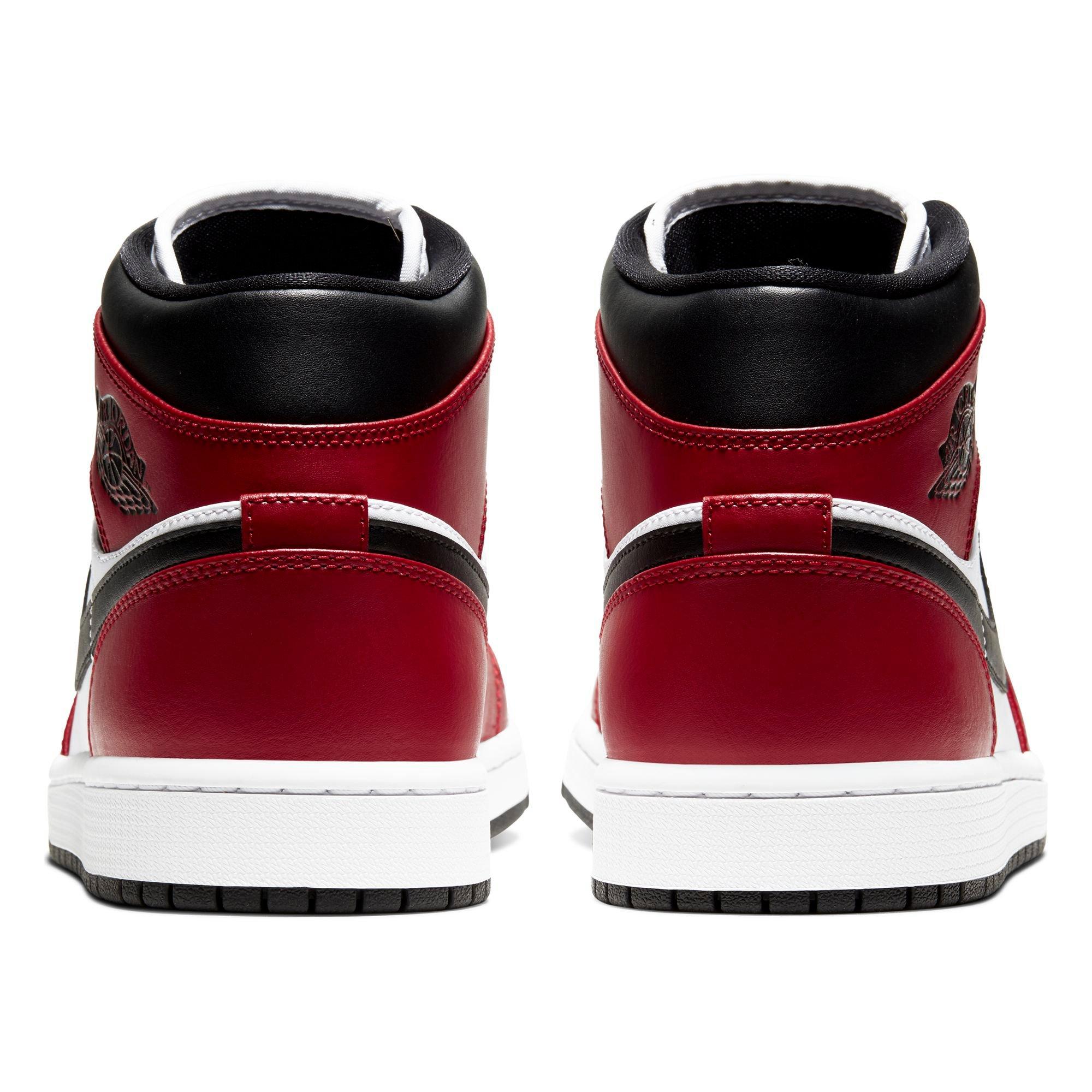 Jordan 1 Mid "Black/Gym Red" Men's Shoe - BLACK/RED/WHITE Thumbnail View 7