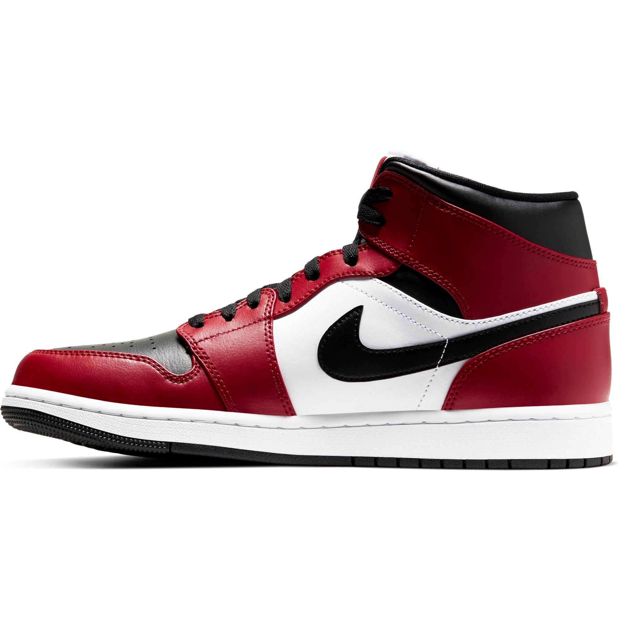 Jordan 1 Mid "Black/Gym Red" Men's Shoe - BLACK/RED/WHITE Thumbnail View 6