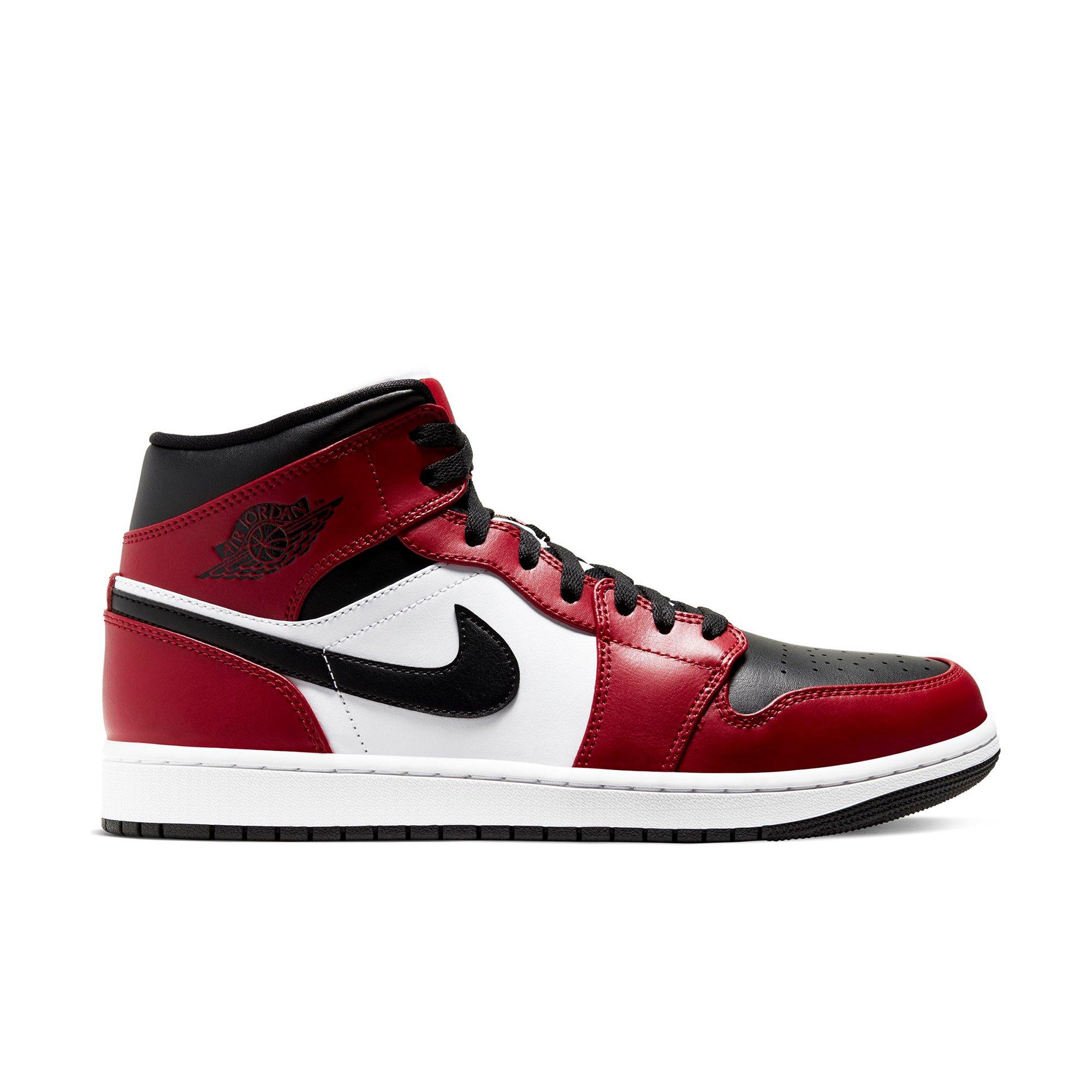 Jordan 1 Mid "Black/Gym Red" Men's Shoe - BLACK/RED/WHITE Thumbnail View 1