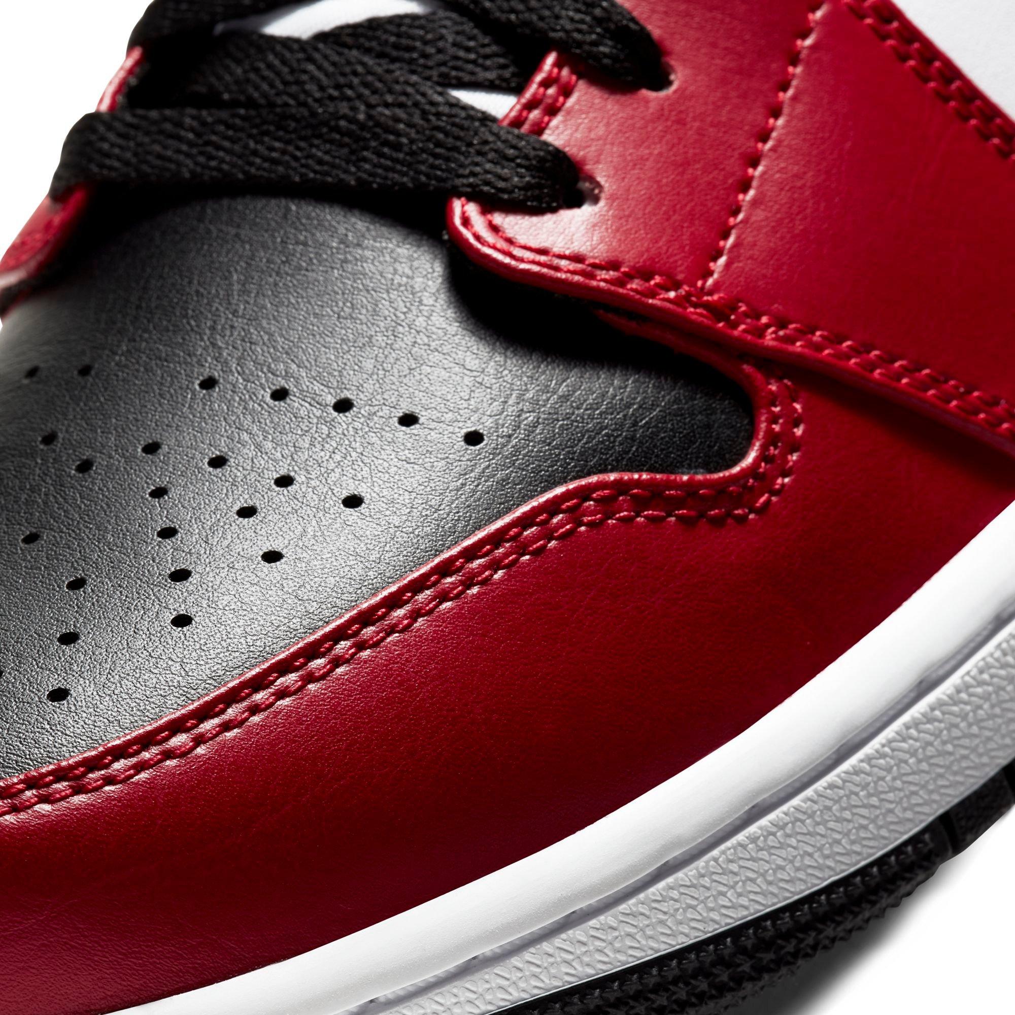 Jordan 1 Mid "Black/Gym Red" Men's Shoe - BLACK/RED/WHITE Thumbnail View 2