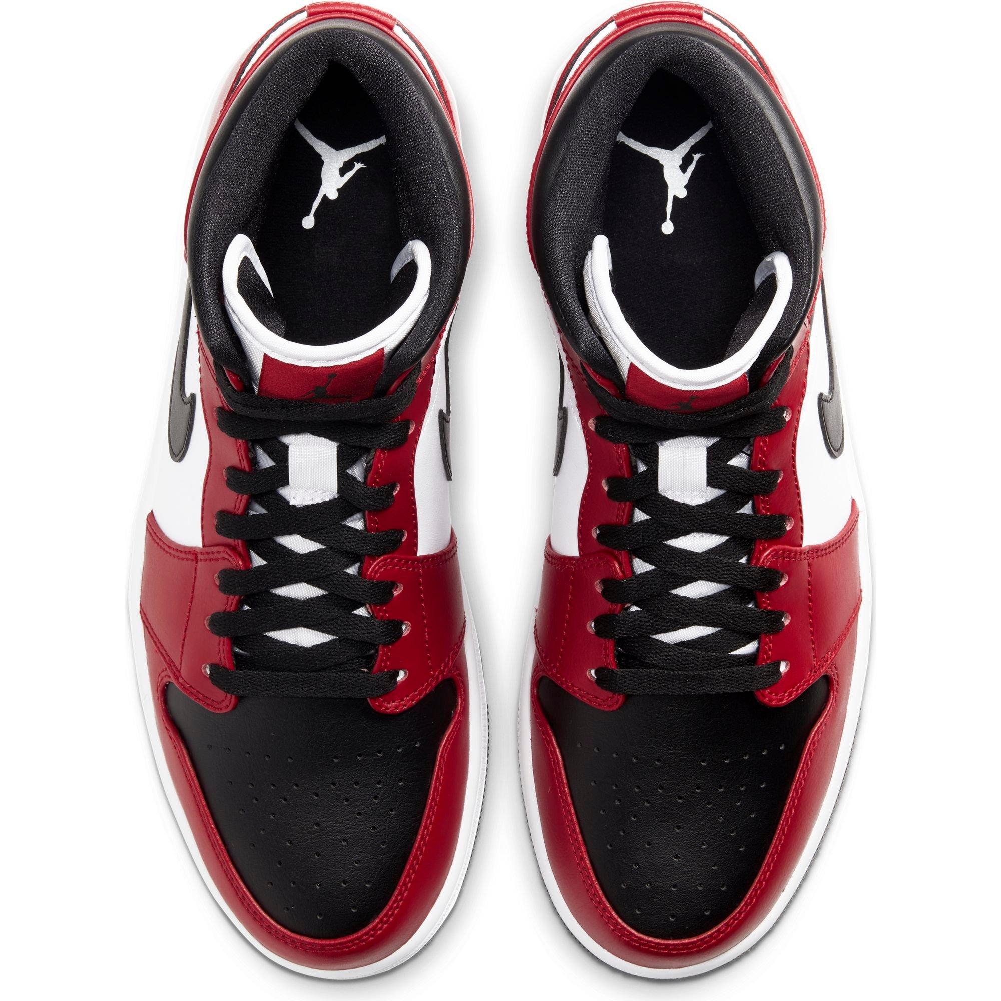 Jordan 1 Mid "Black/Gym Red" Men's Shoe - BLACK/RED/WHITE Thumbnail View 8