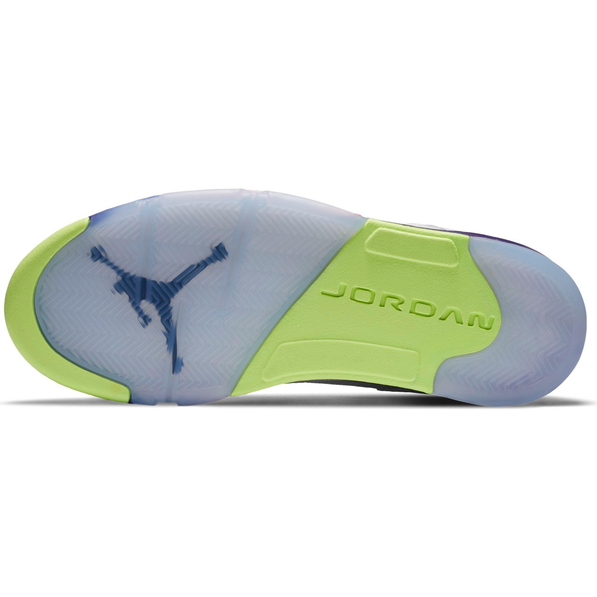 Jordan 5 Retro "White/Ghost Green/Court Purple" Men's Shoe - GREY/BLACK/TURQUOISE Thumbnail View 10