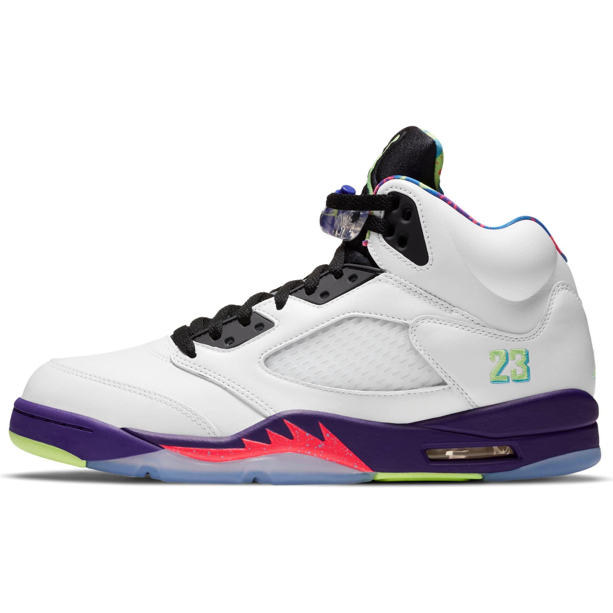 Jordan 5 Retro "White/Ghost Green/Court Purple" Men's Shoe - GREY/BLACK/TURQUOISE Thumbnail View 6