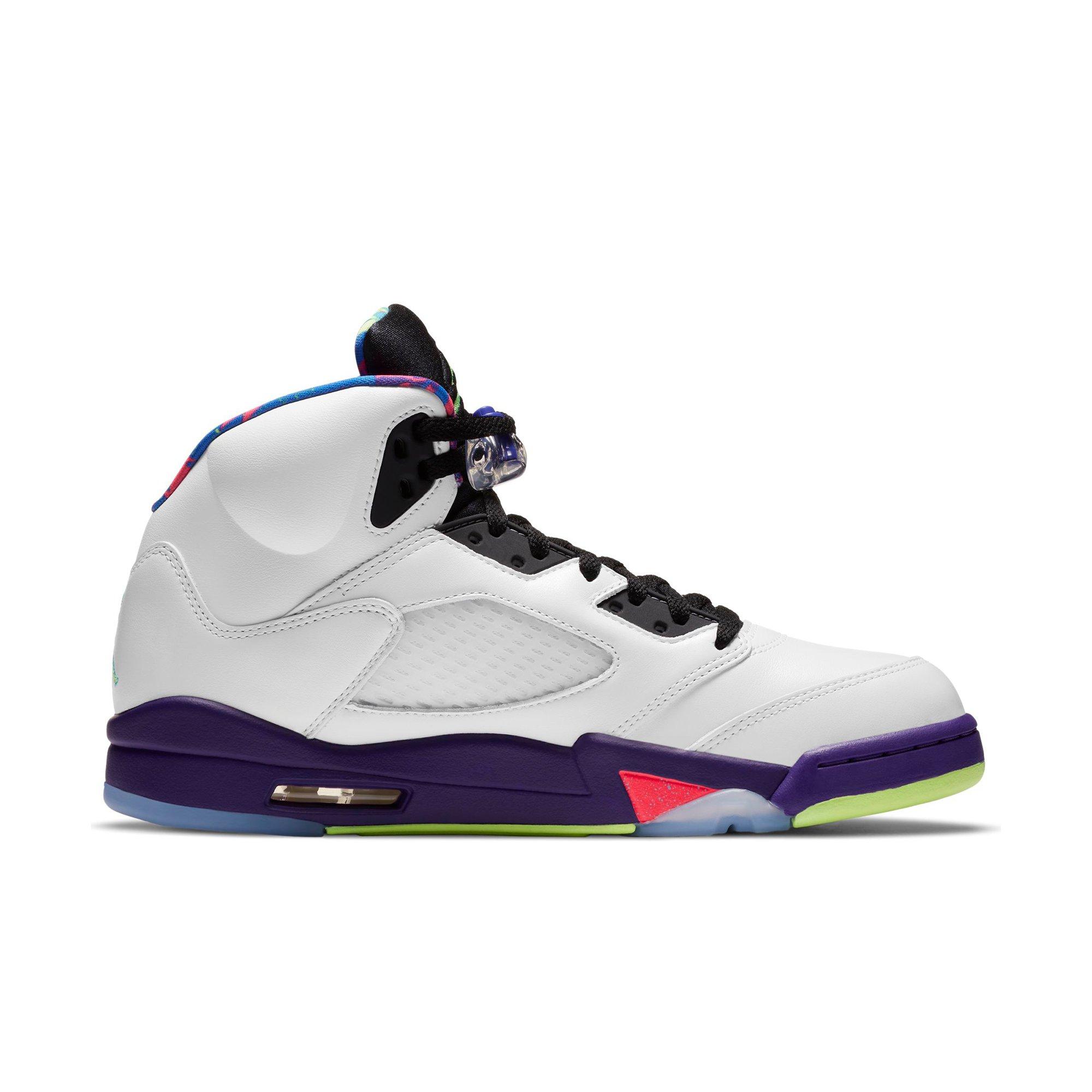 Jordan 5 Retro "White/Ghost Green/Court Purple" Men's Shoe - GREY/BLACK/TURQUOISE Thumbnail View 2