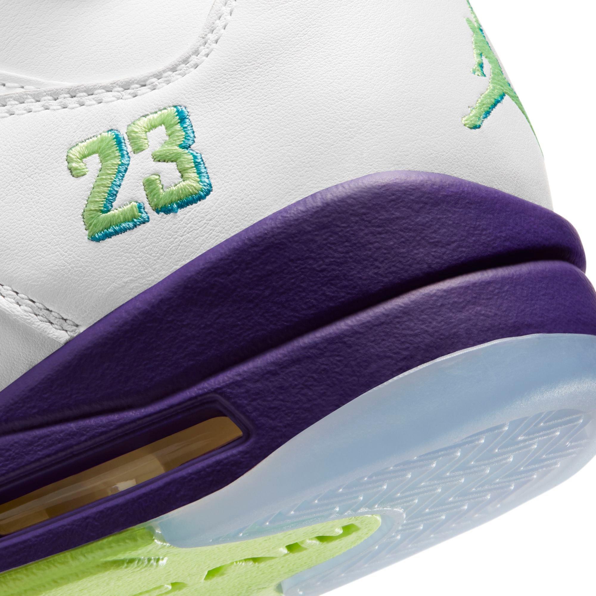 Jordan 5 Retro "White/Ghost Green/Court Purple" Men's Shoe - GREY/BLACK/TURQUOISE Thumbnail View 3