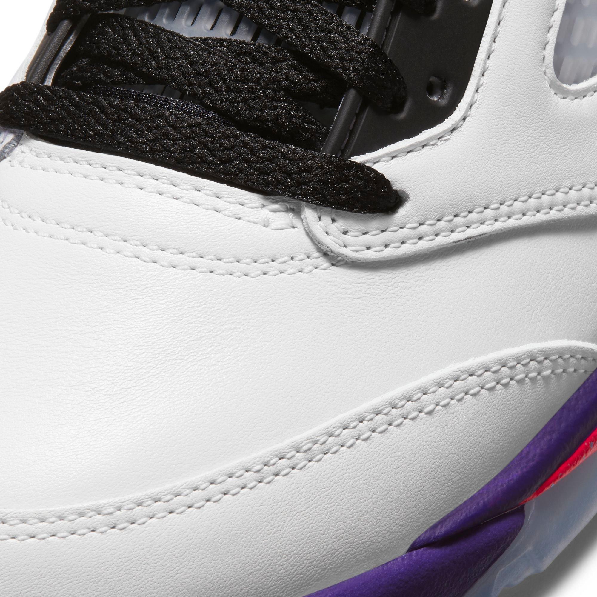 Jordan 5 Retro "White/Ghost Green/Court Purple" Men's Shoe - GREY/BLACK/TURQUOISE Thumbnail View 5