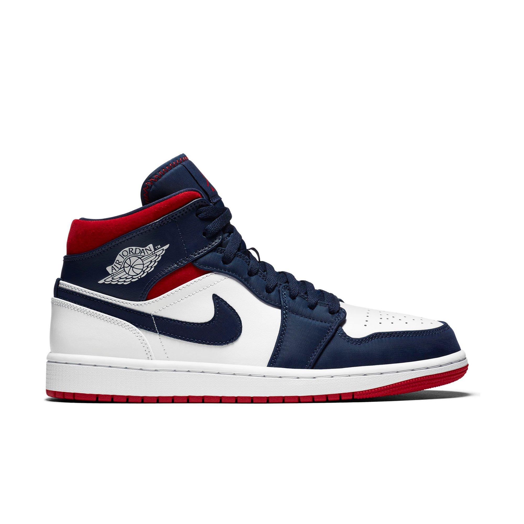 jordan 1 mid navy blue and white