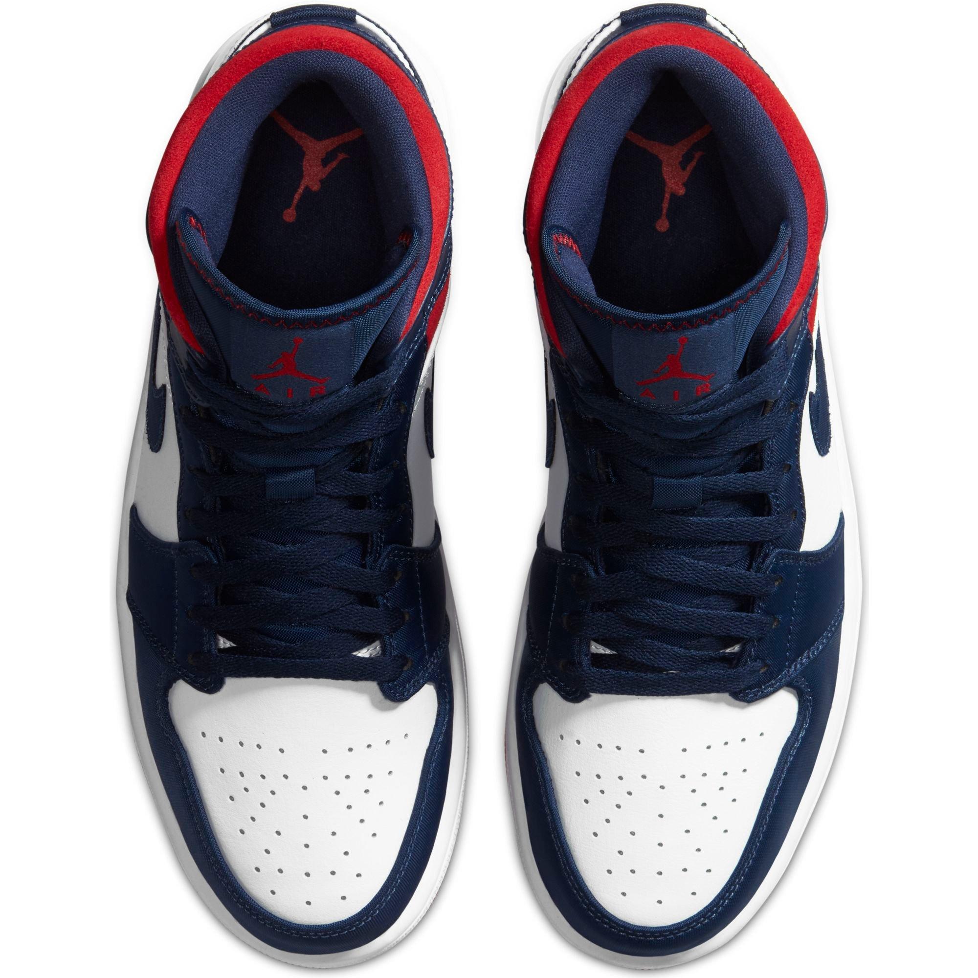 Navy and red store jordans