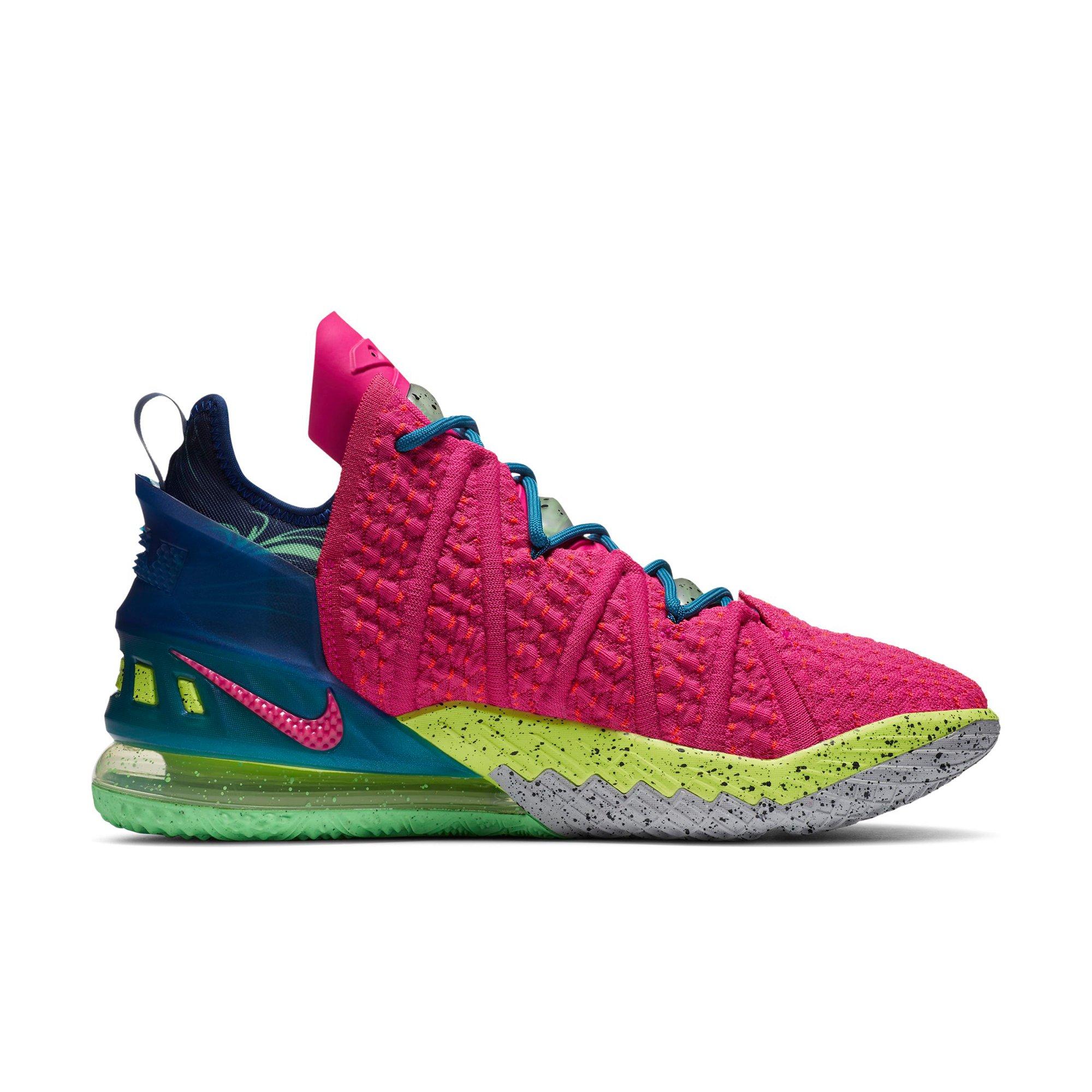 blue and pink basketball shoes